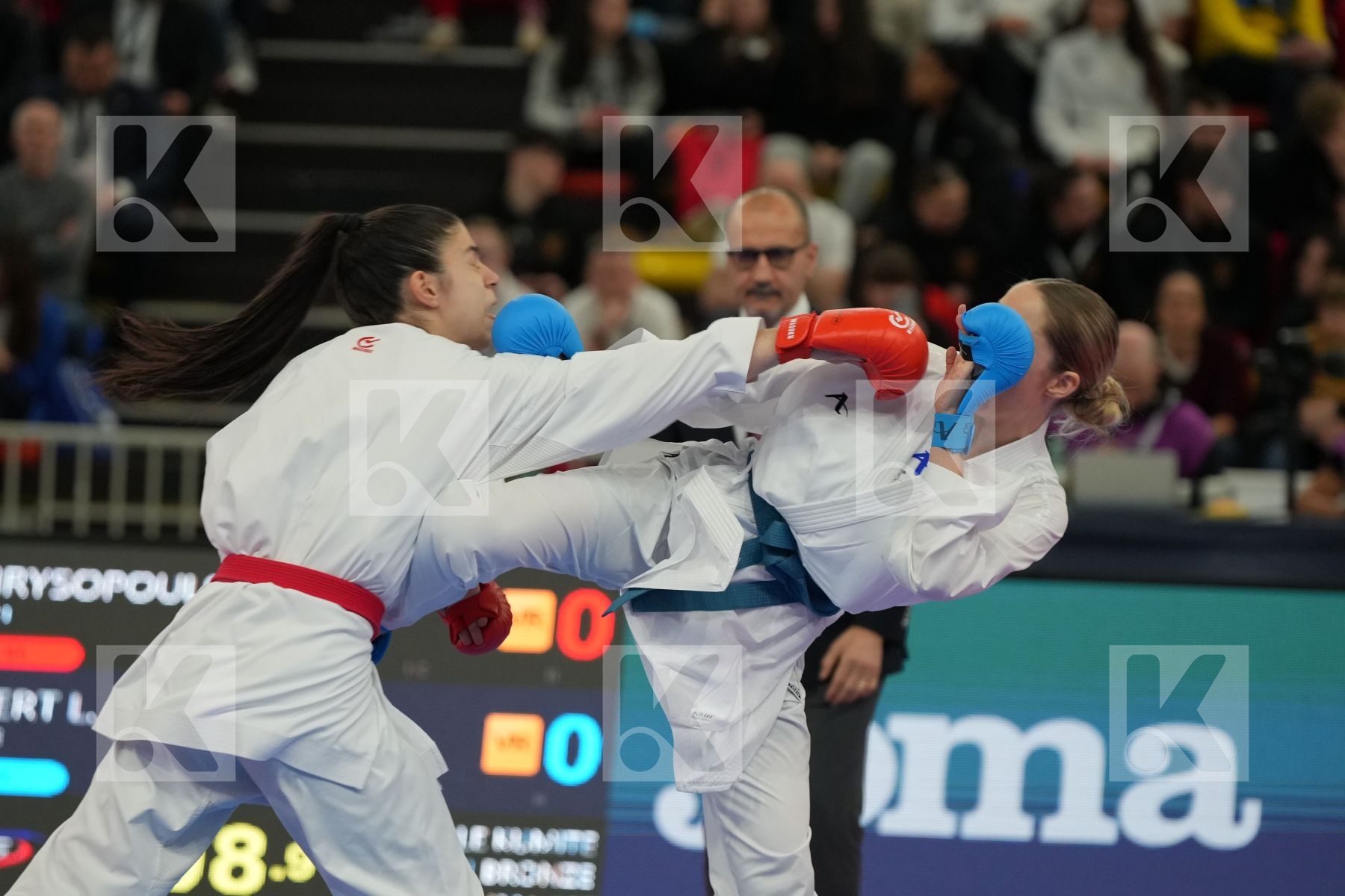 CHRYSOPOULOU KONSTANTINA (GREECE) vs SIVERT LAURA (FRANCE) in Female Kumite -61 Kg - bronze bout