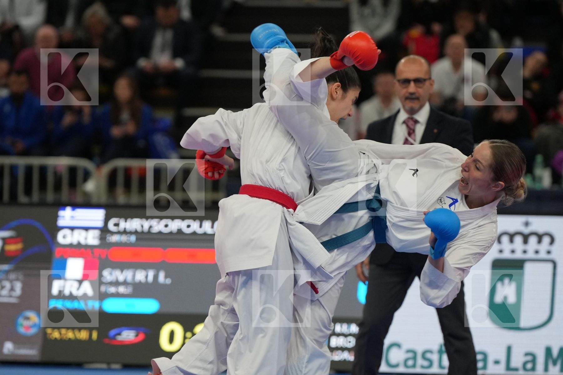 CHRYSOPOULOU KONSTANTINA (GREECE) vs SIVERT LAURA (FRANCE) in Female Kumite -61 Kg - bronze bout