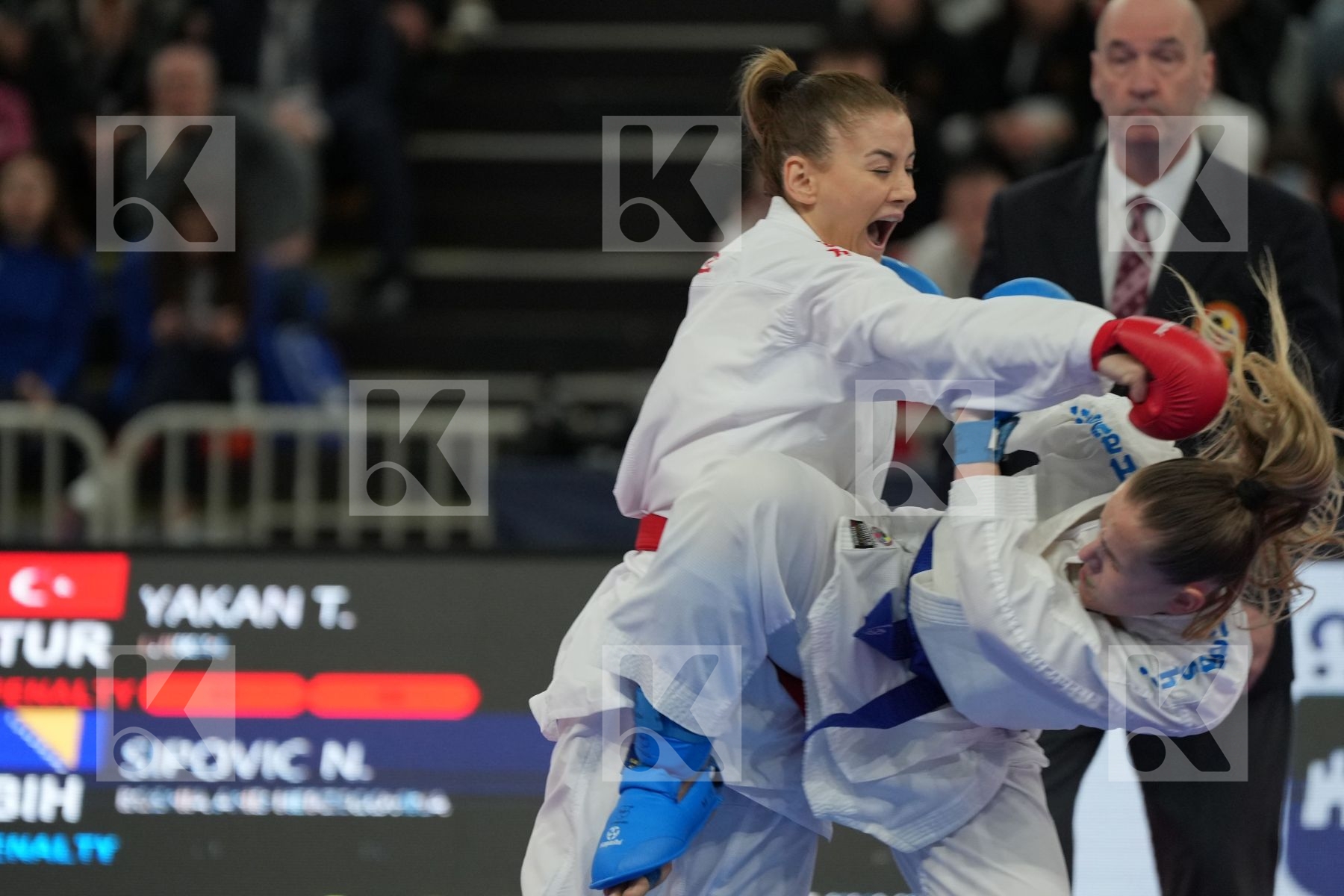 YAKAN TUBA (TURKEY) vs SIPOVIC NEJRA (BOSNIA & HEZERGOVINA) in Female Kumite -55 Kg - bronze bout