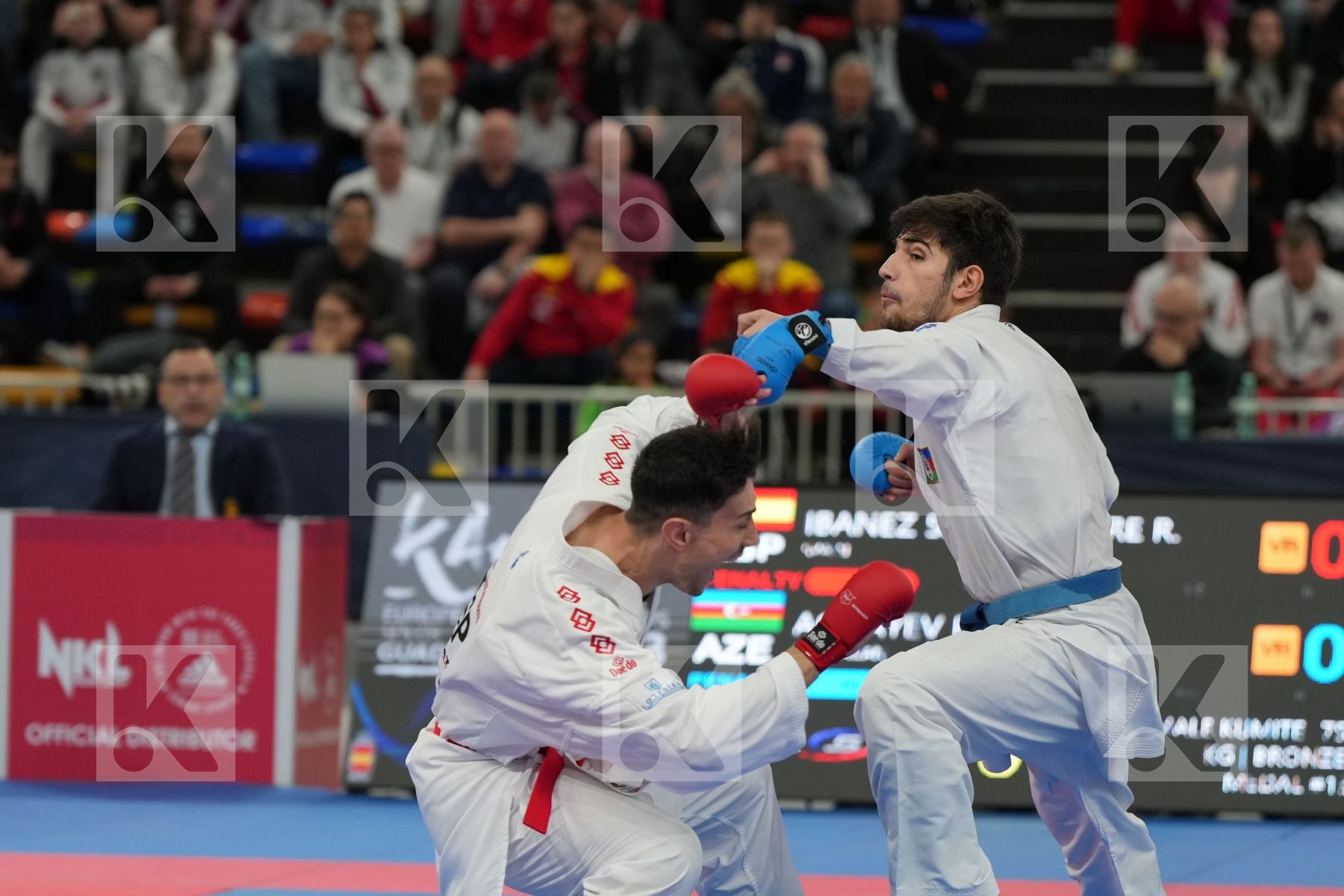 IBANEZ SAENZ-TORRE RODRIGO (SPAIN) vs AGHAYEV FARID (AZERBAIJAN) in Male Kumite -75 Kg - bronze bout