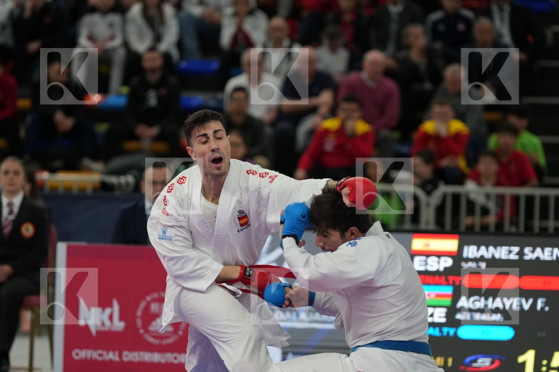 IBANEZ SAENZ-TORRE RODRIGO (SPAIN) vs AGHAYEV FARID (AZERBAIJAN) in Male Kumite -75 Kg - bronze bout