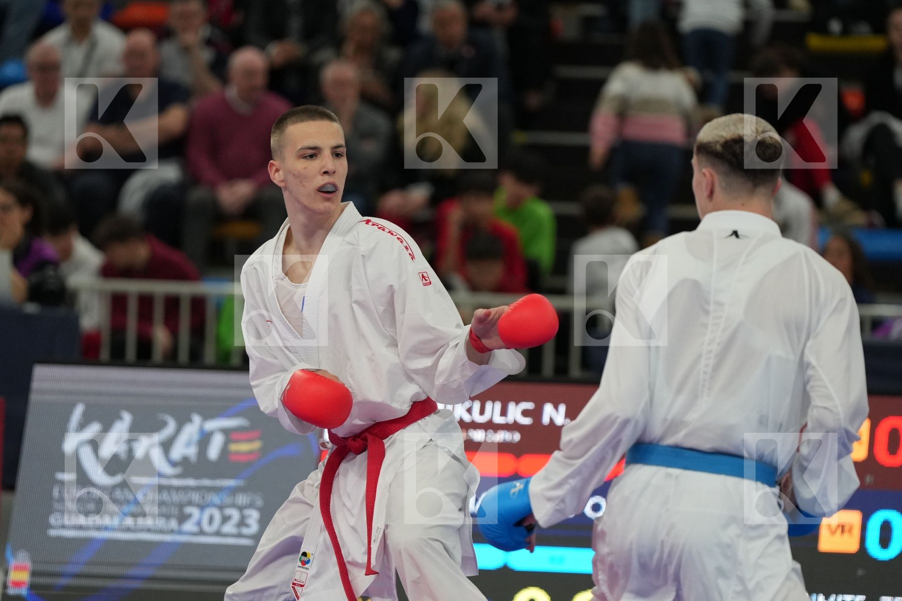 MIKULIC NEMANJA (MONTENEGRO) vs MAHAUDEN QUENTIN (BELGIUM) in Male Kumite -75 Kg - bronze bout