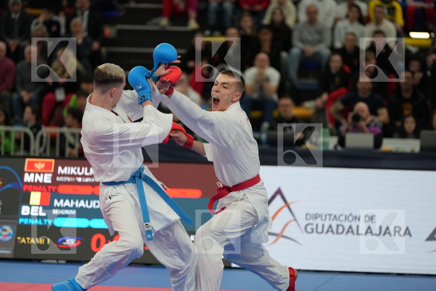 MIKULIC NEMANJA (MONTENEGRO) vs MAHAUDEN QUENTIN (BELGIUM) in Male Kumite -75 Kg - bronze bout
