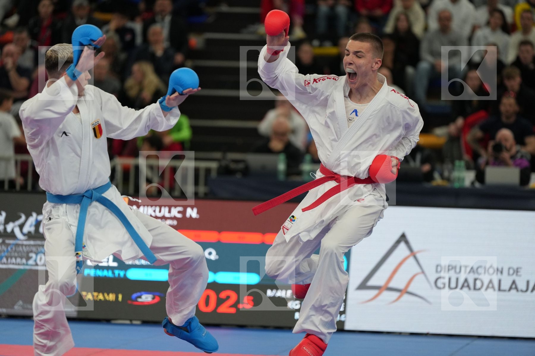 MIKULIC NEMANJA (MONTENEGRO) vs MAHAUDEN QUENTIN (BELGIUM) in Male Kumite -75 Kg - bronze bout