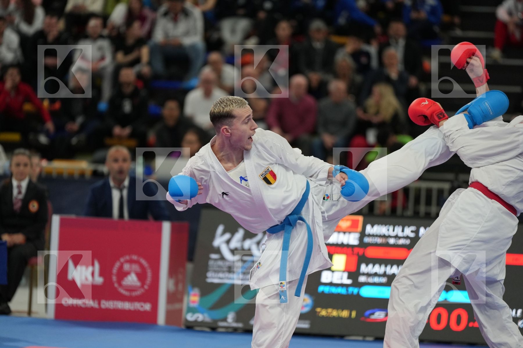 MIKULIC NEMANJA (MONTENEGRO) vs MAHAUDEN QUENTIN (BELGIUM) in Male Kumite -75 Kg - bronze bout