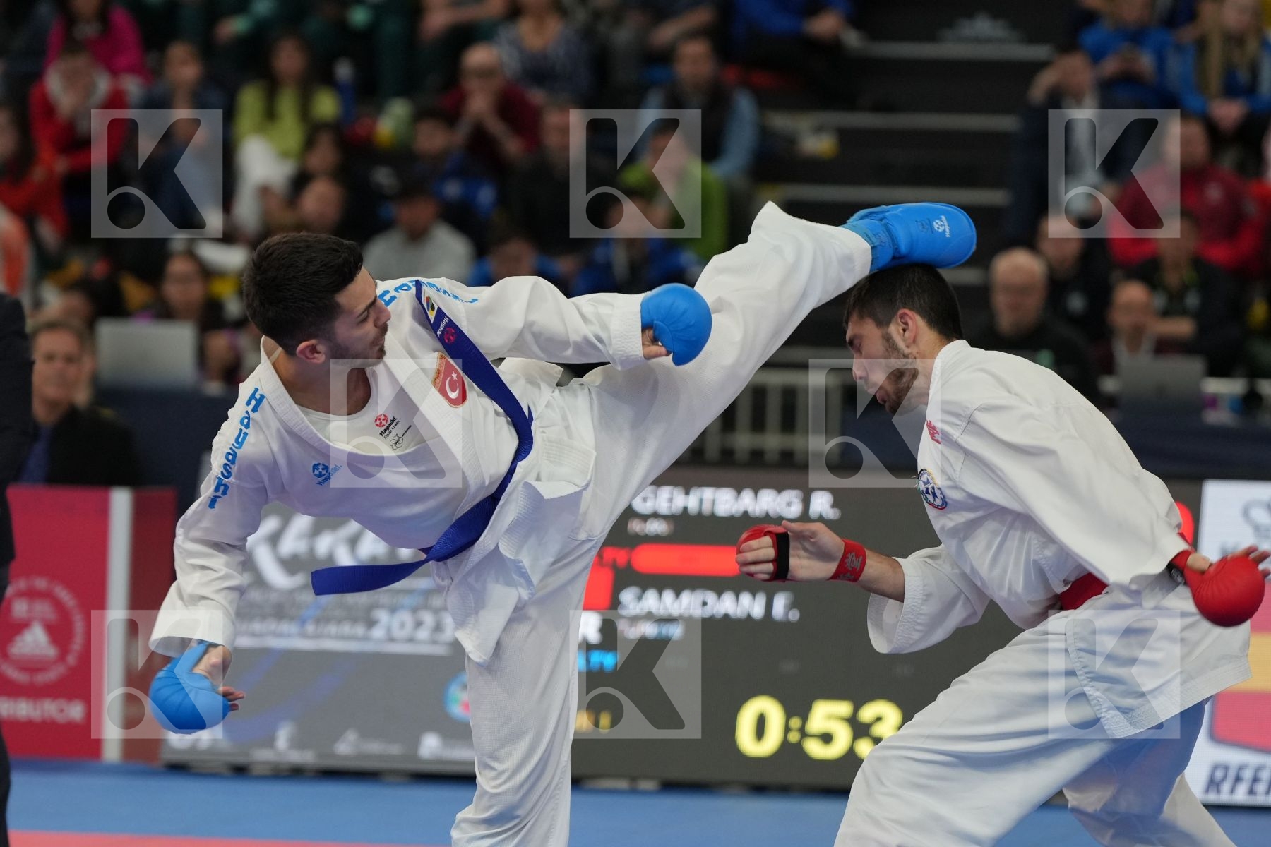 GEHTBARG RONEN (ISRAEL) vs SAMDAN ERAY (TURKEY) in Male Kumite -60 Kg - bronze bout
