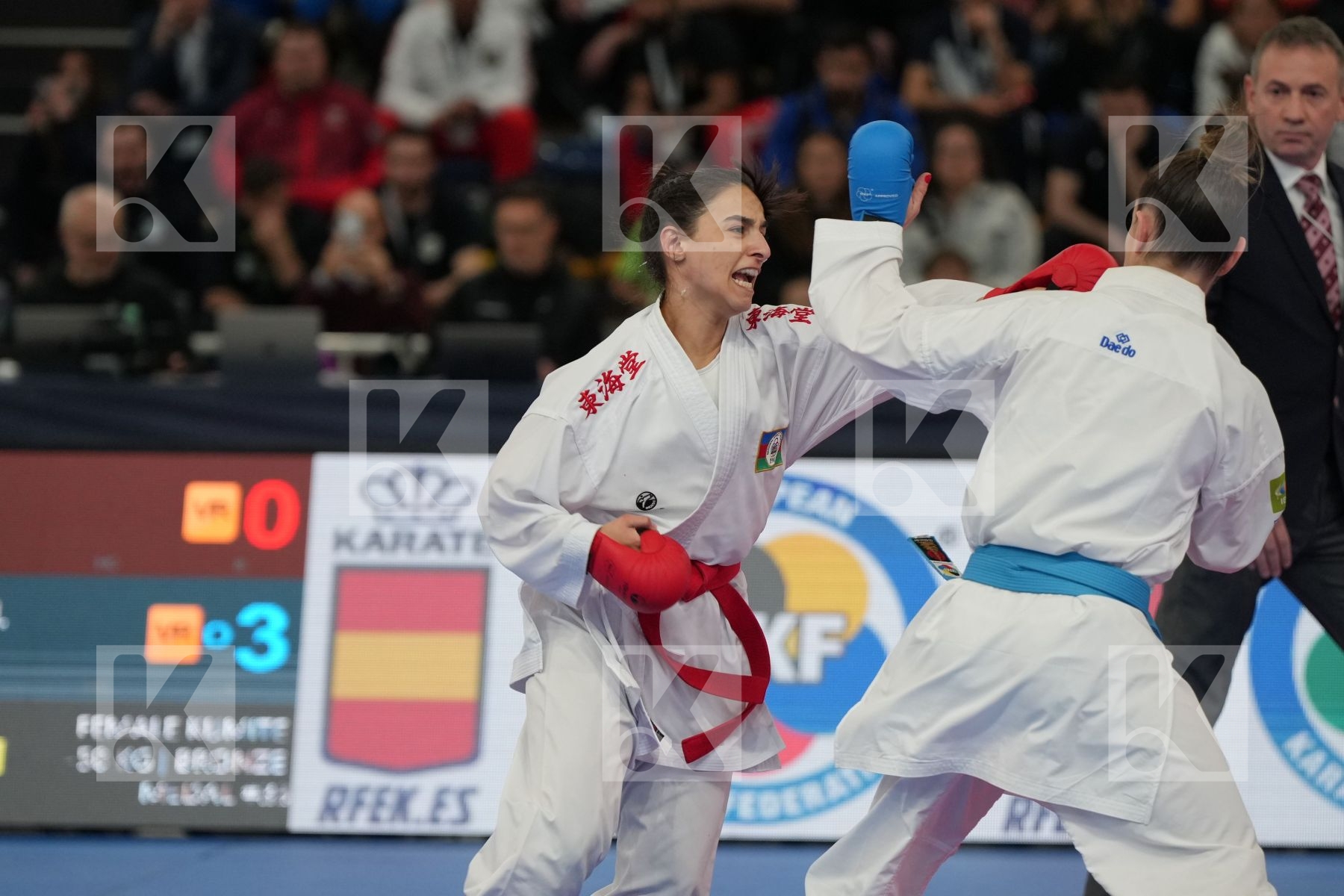 TEYMUROVA FIDAN (AZERBAIJAN) vs GOMEZ MORALES NADIA (SPAIN) in Female Kumite -50 Kg - bronze bout