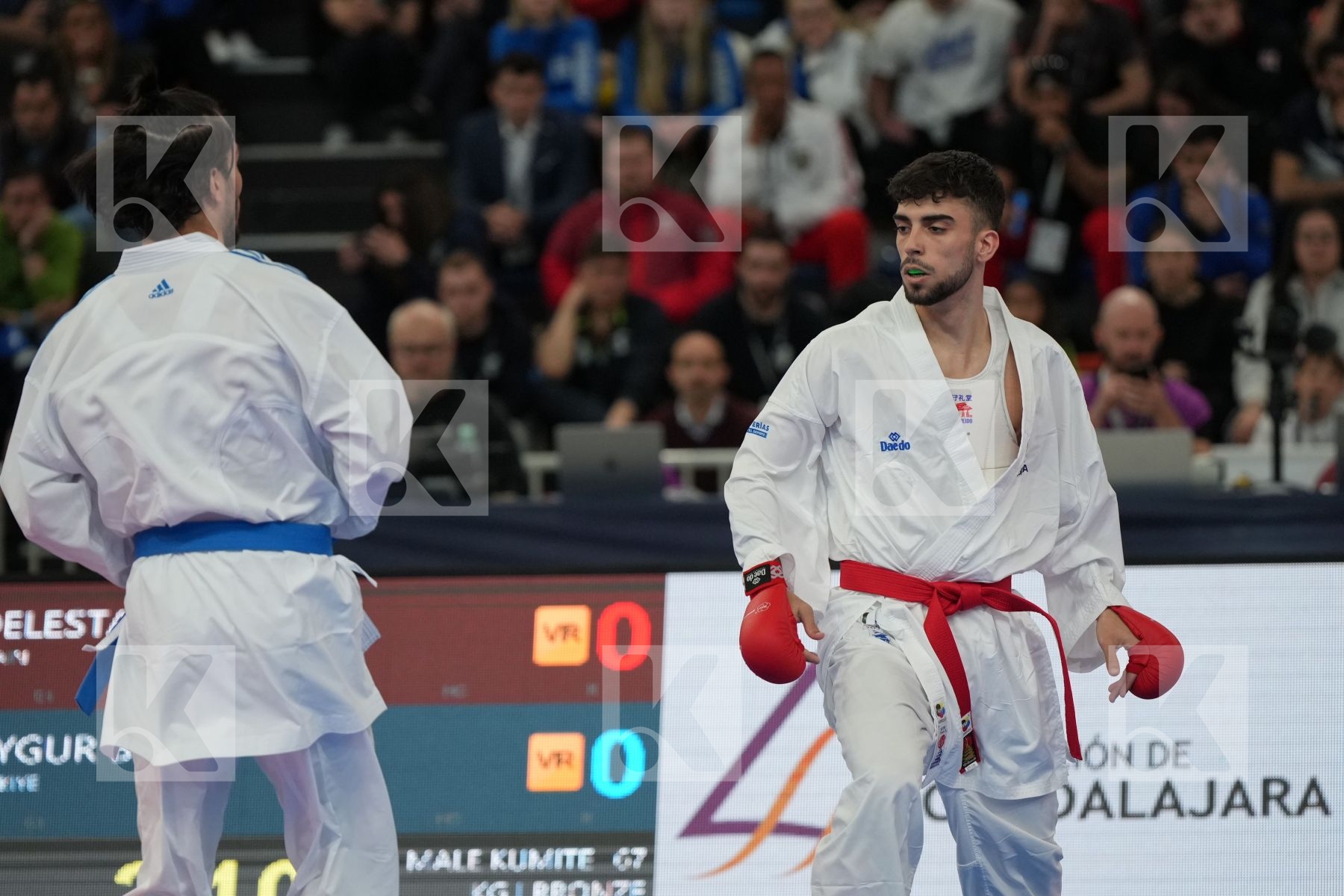 DELESTAL JIMENO FERNANDO (SPAIN) vs UYGUR BURAK (TURKEY) in Male Kumite -67 Kg - bronze bout