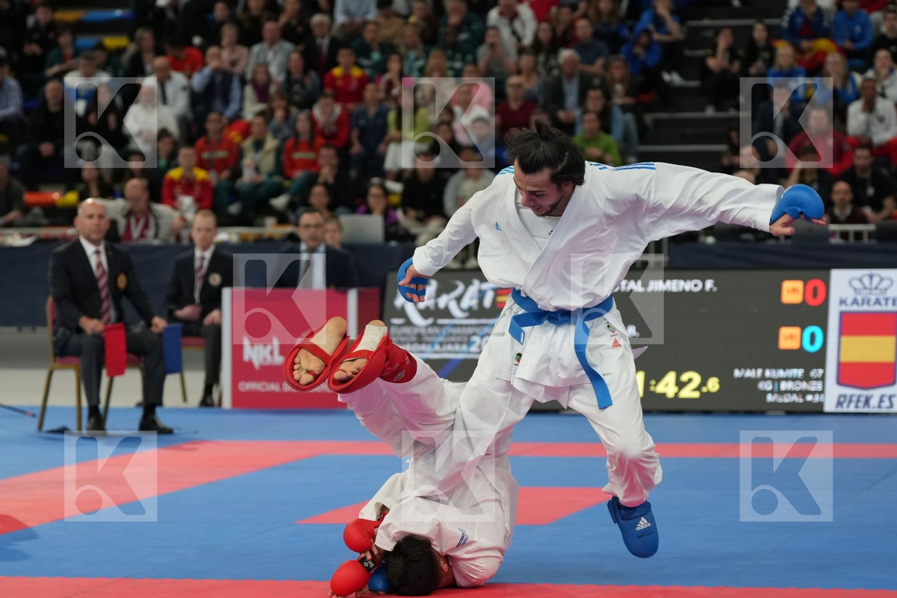 DELESTAL JIMENO FERNANDO (SPAIN) vs UYGUR BURAK (TURKEY) in Male Kumite -67 Kg - bronze bout