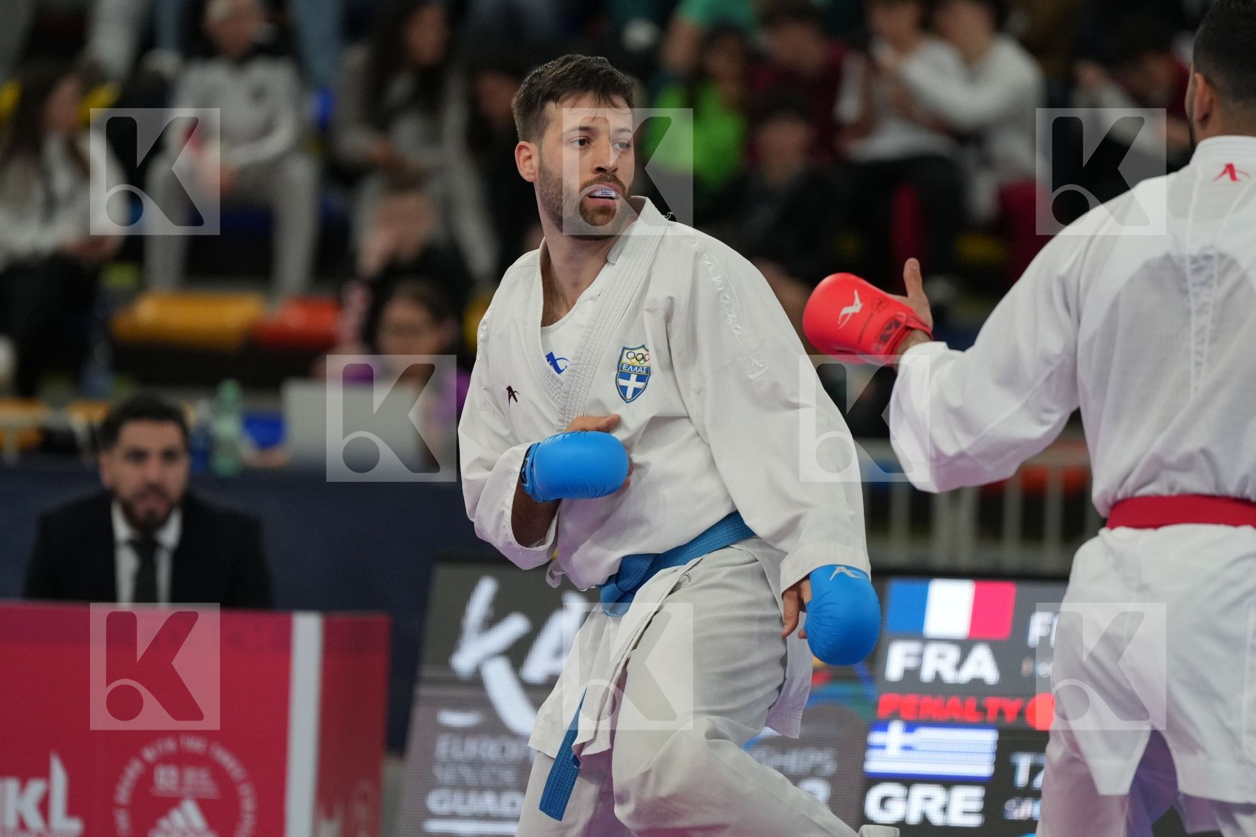 FILALI MEHDI (FRANCE) vs TZANOS GEORGIOS (GREECE) in Male Kumite 84+ Kg - Final bout