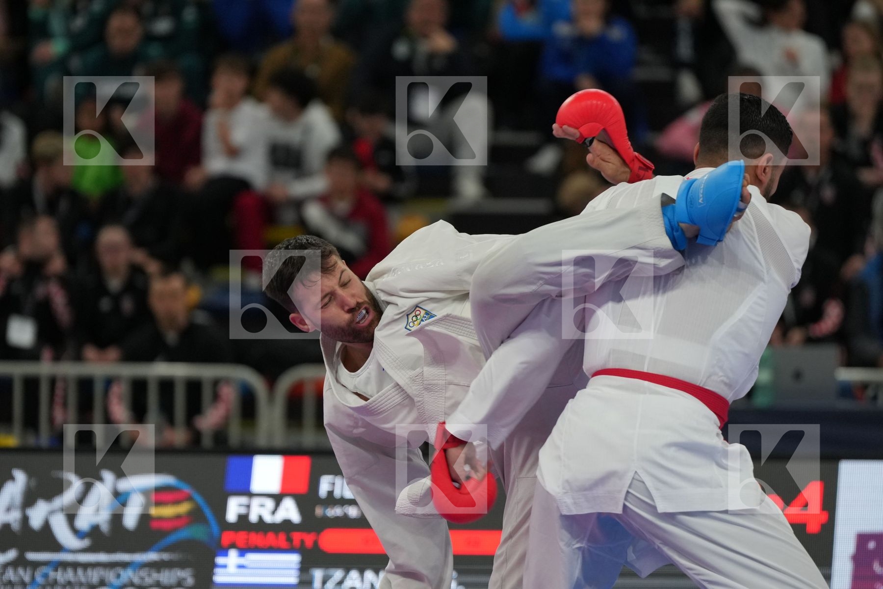 FILALI MEHDI (FRANCE) vs TZANOS GEORGIOS (GREECE) in Male Kumite 84+ Kg - Final bout