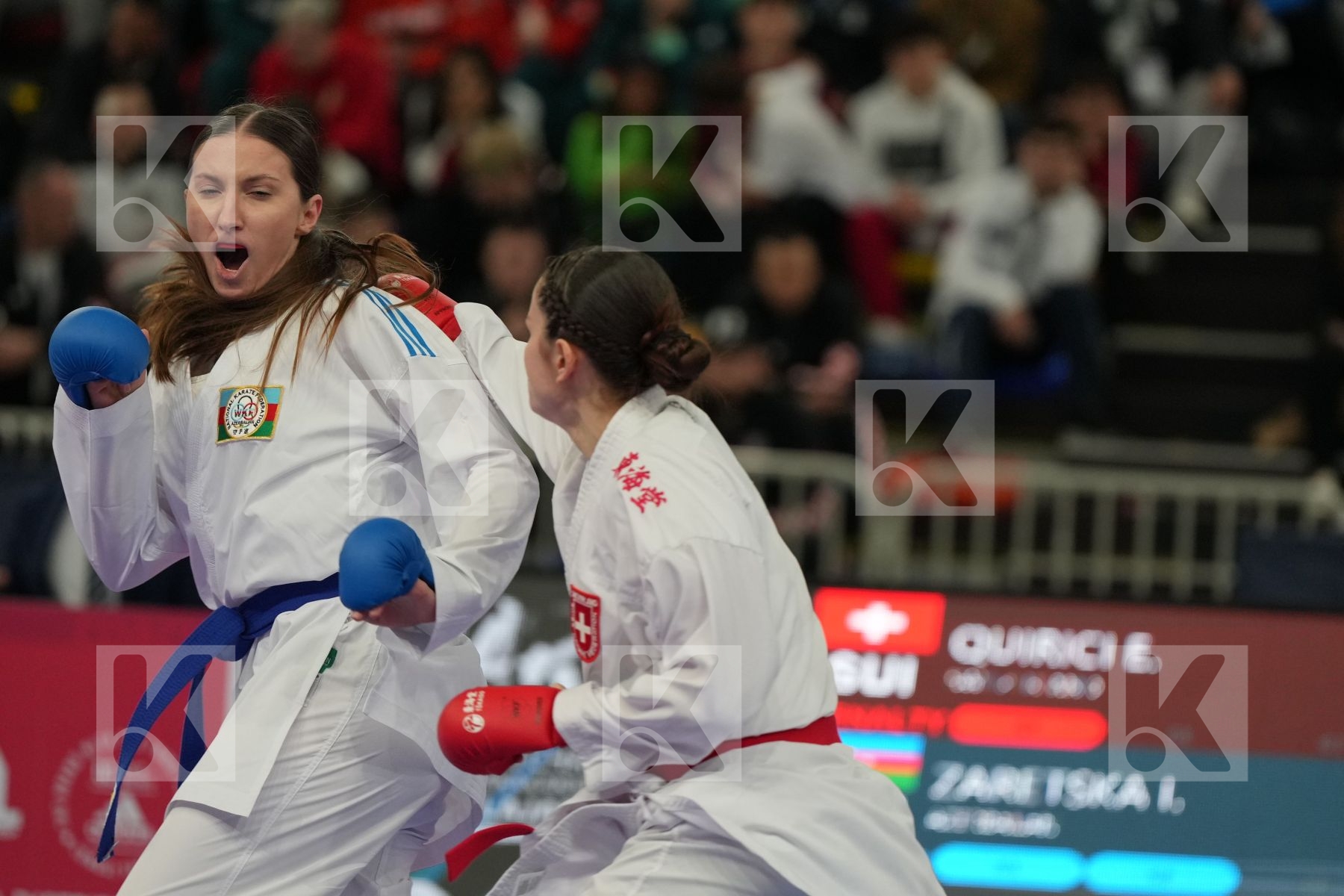 QUIRICI ELENA (SWITZERLAND) vs ZARETSKA IRYNA (AZERBAIJAN) in Female Kumite -68 Kg - Final bout