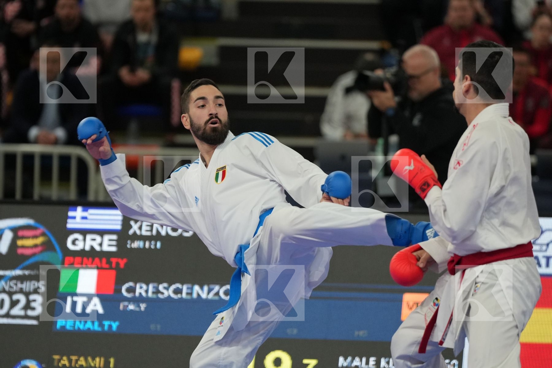 XENOS CHRISTOS-STEFANOS (GREECE) vs CRESCENZO ANGELO (ITALY) in Male Kumite -60 Kg - Final bout