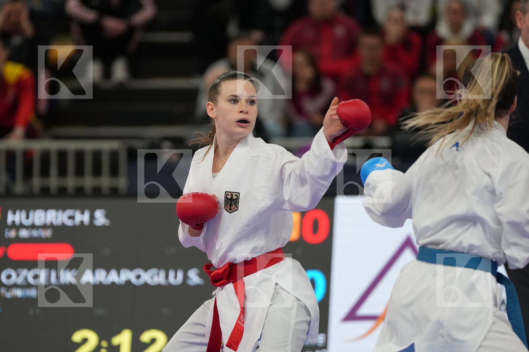 HUBRICH SHARA (GERMANY) vs OZCELIK ARAPOGLU SERAP (TURKEY) in Female Kumite -50 Kg - Final bout