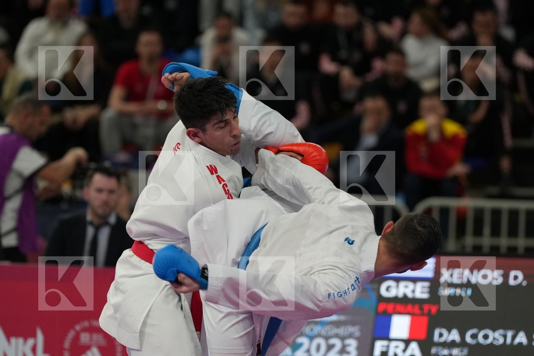 XENOS DIONYSIOS (GREECE) vs DA COSTA STEVEN (FRANCE) in Male Kumite -67 Kg - Final bout