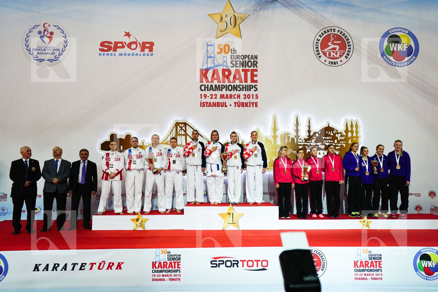 Austria Croatia female kumite podiums Russian Federation team Tu