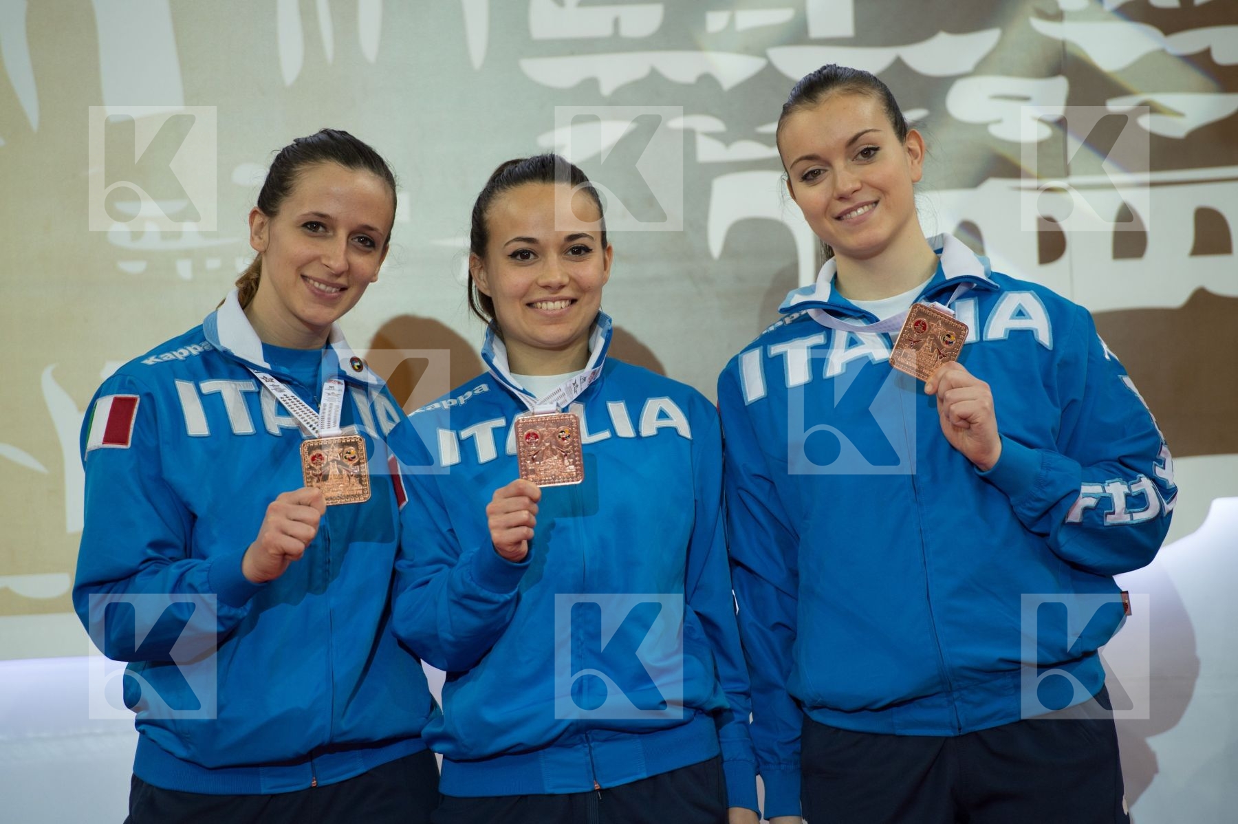 female Italy kata podiums team