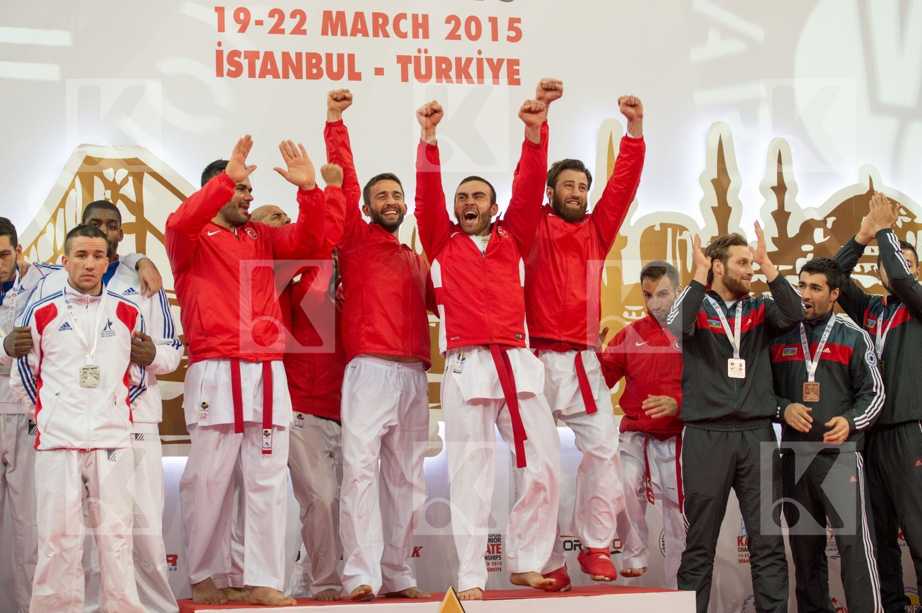 Azerbaijan France kumite male Netherlands podiums team Turkey
