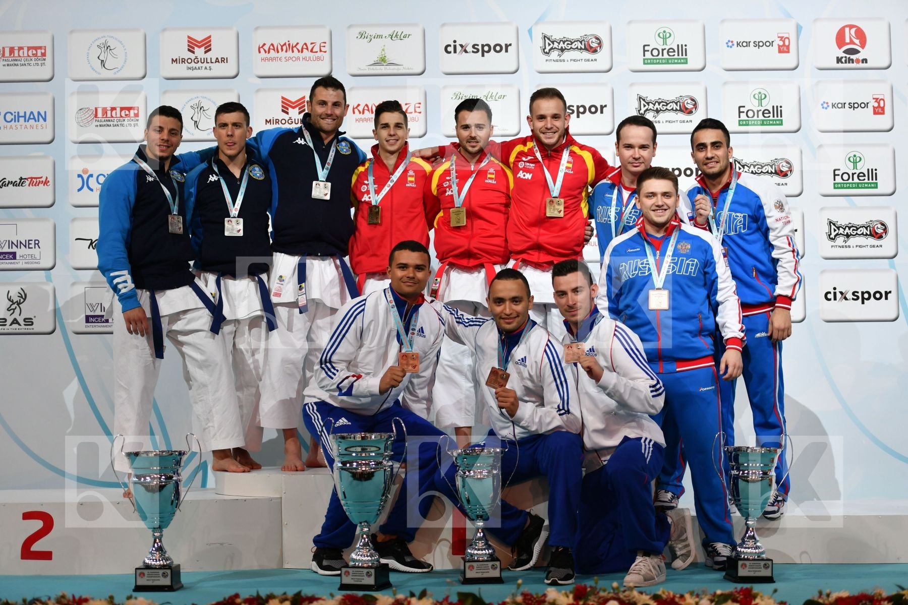 France Italy Russia Spain Team Kata Male
