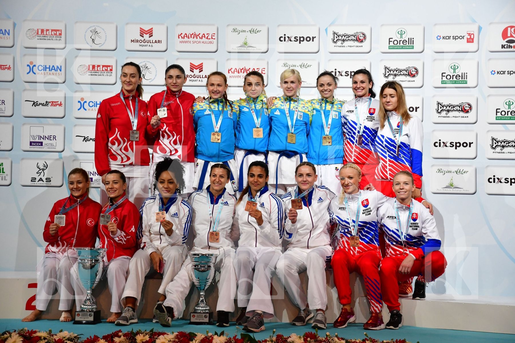 Female team kumite France Slovakia Turkey Ukraine