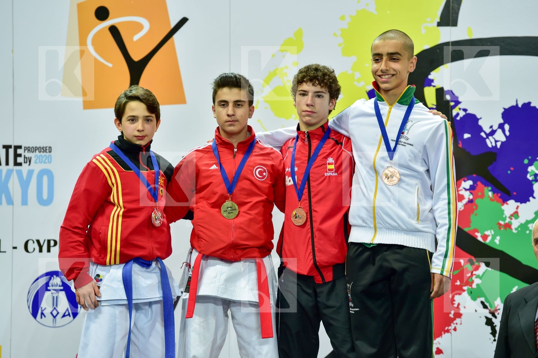 Photo taken during podium of European Cadet, Junior & U21 champi