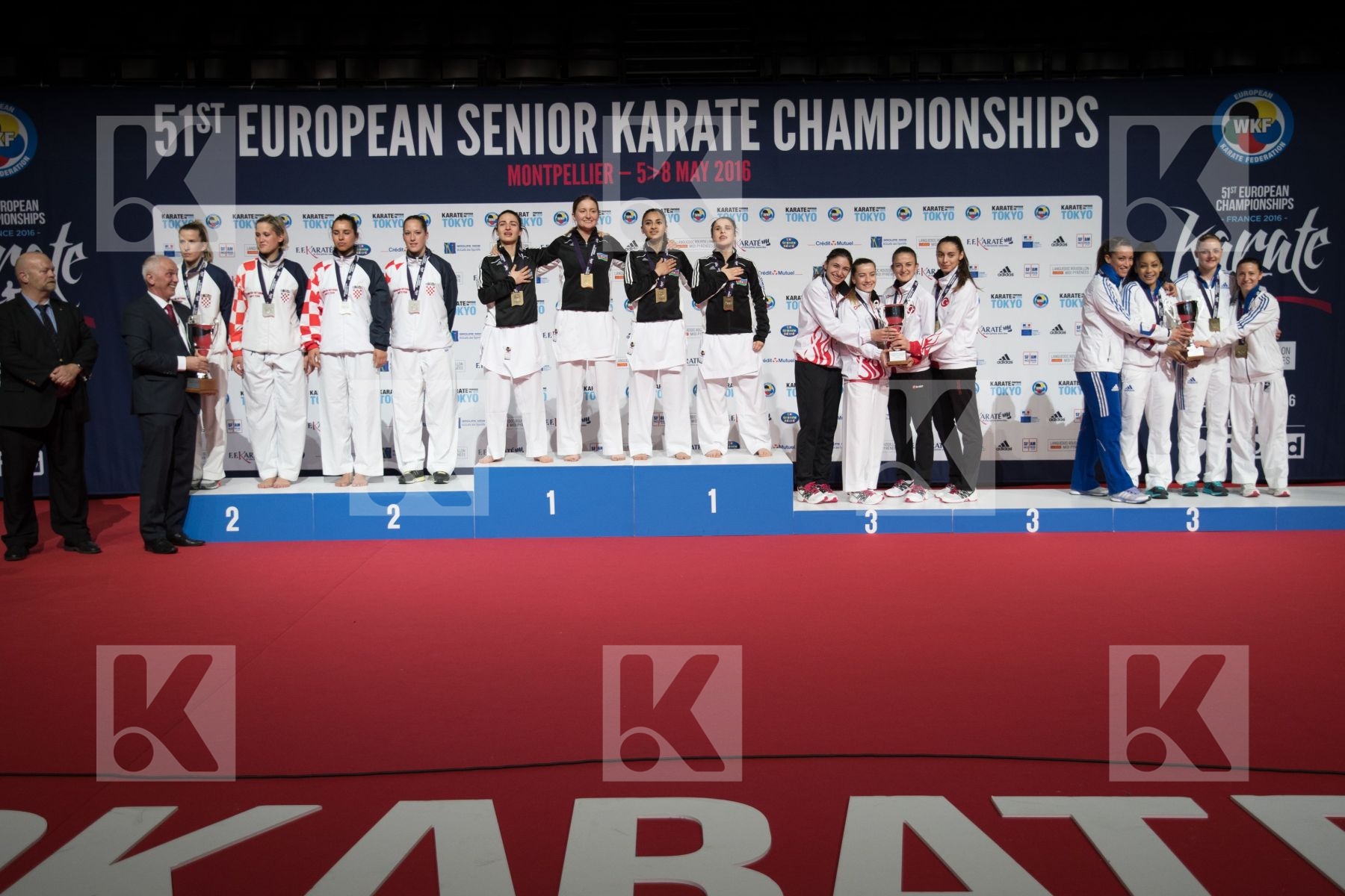 Azerbaijan Croatia Female france kumite podium team Turkey