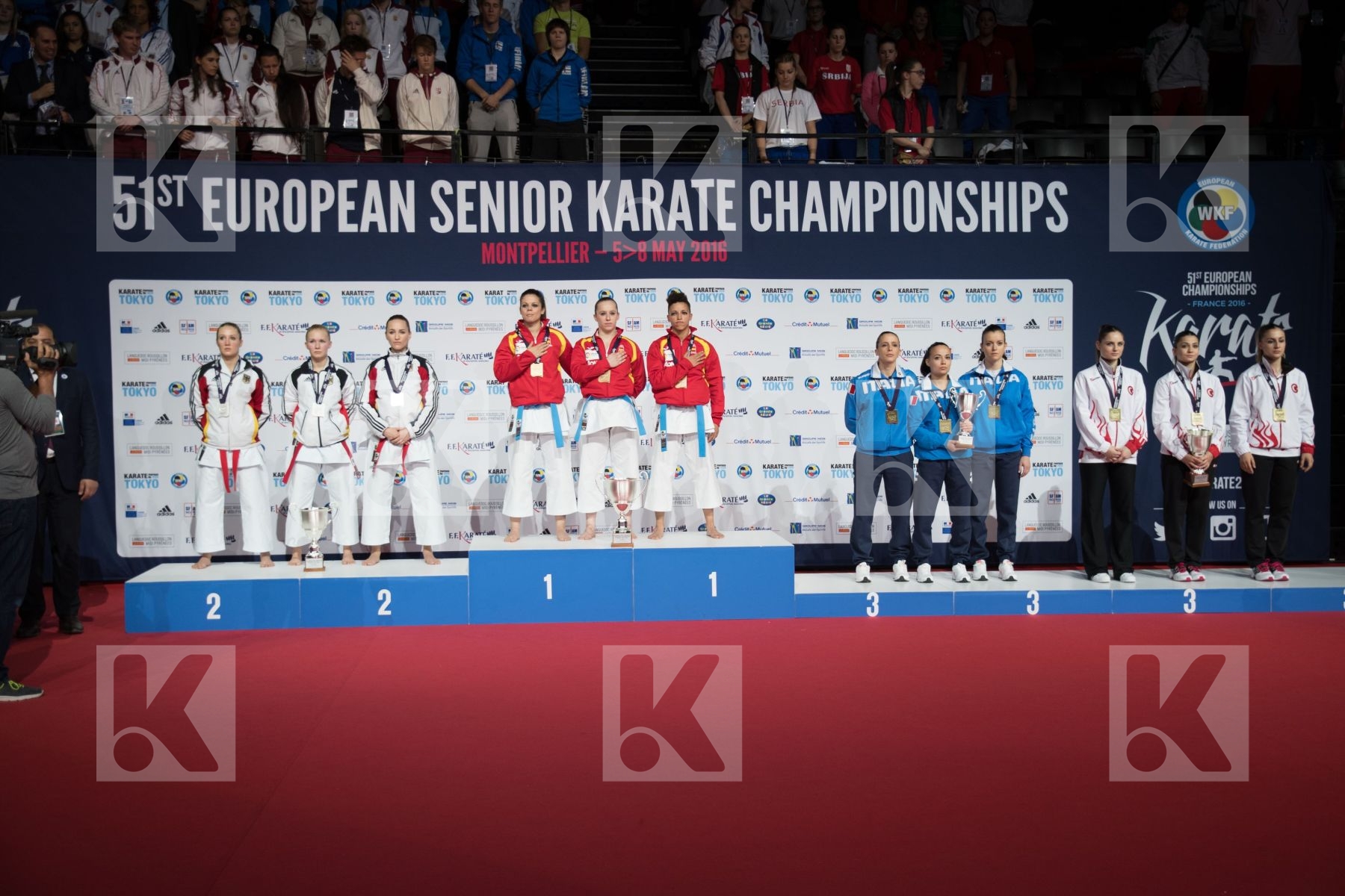 Female Germany italy kata podium Spain team Turkey