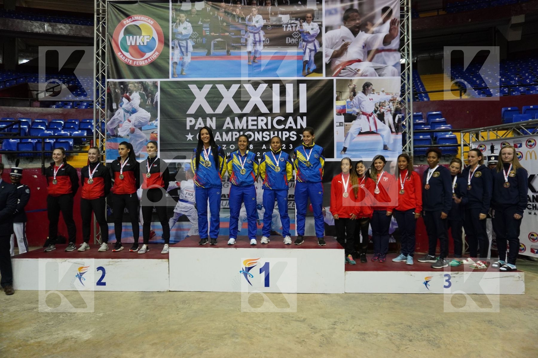 VENEZUELA, CANADA, PANAMA, UNITED STATES in Senior Team Female Kumite - podium