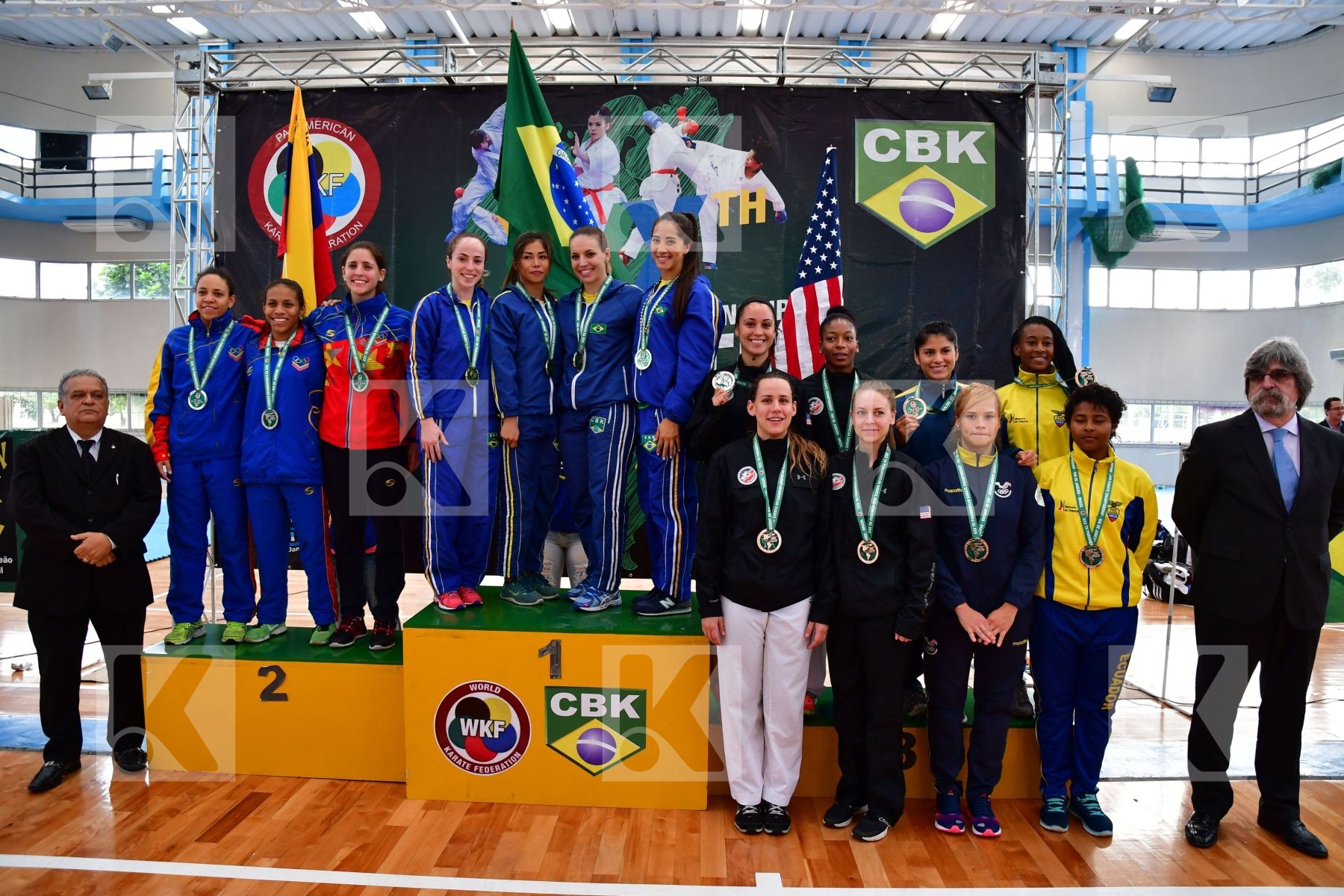 Brasil Ecuador Female kumite podium team United States Of Americ