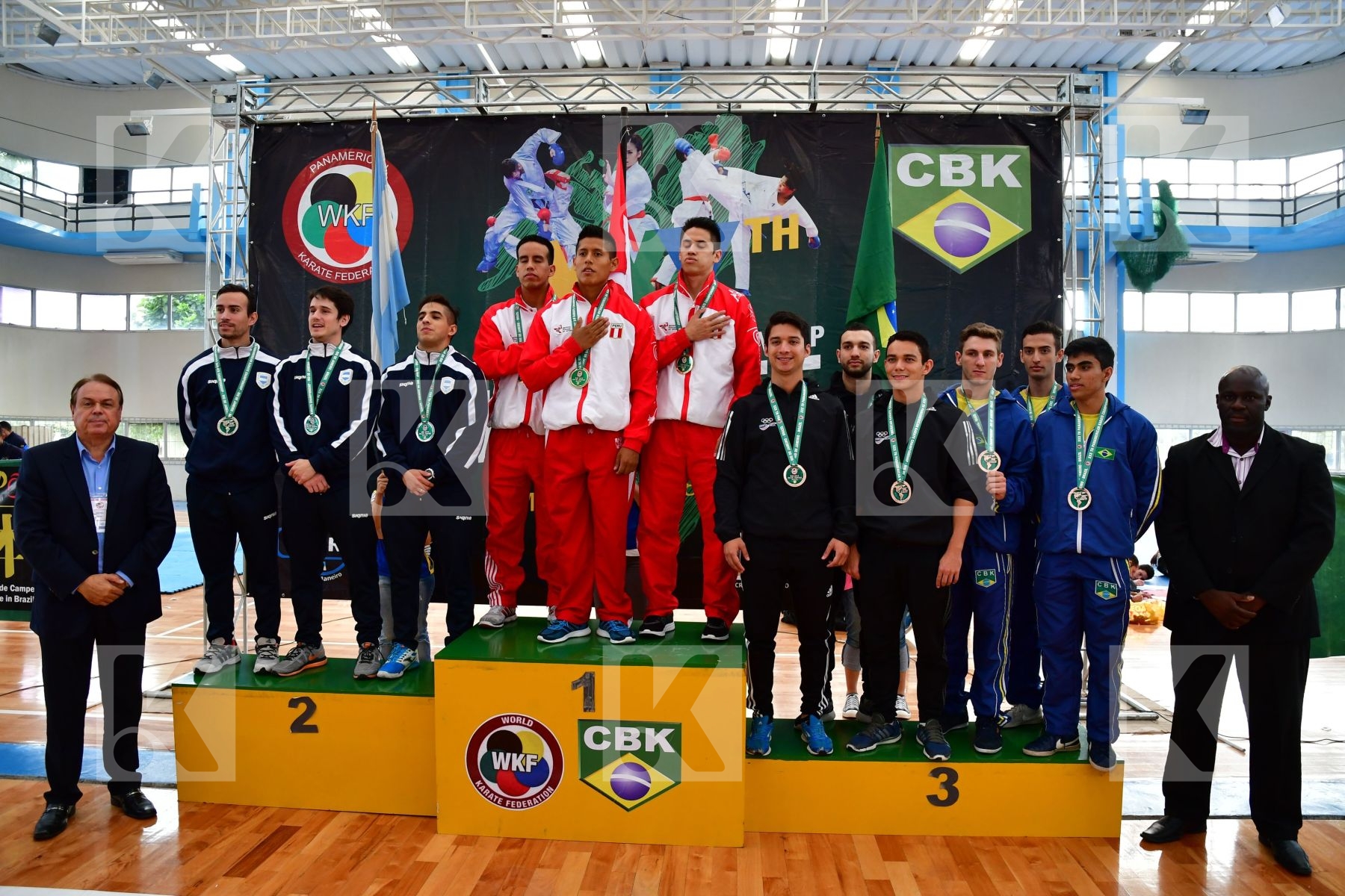 Argentina Brazil Costa Rica kata Male Peru podium team