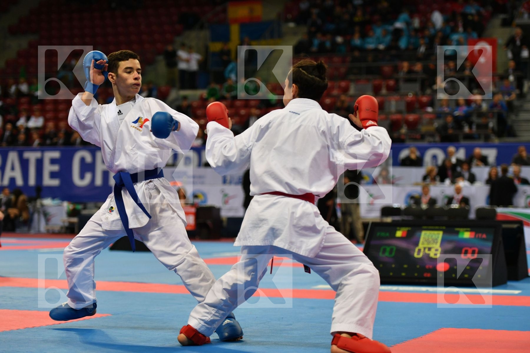 Cadet kumite male -52 kg, Ciarloni Mattia, El yazidi Bilal, Fran