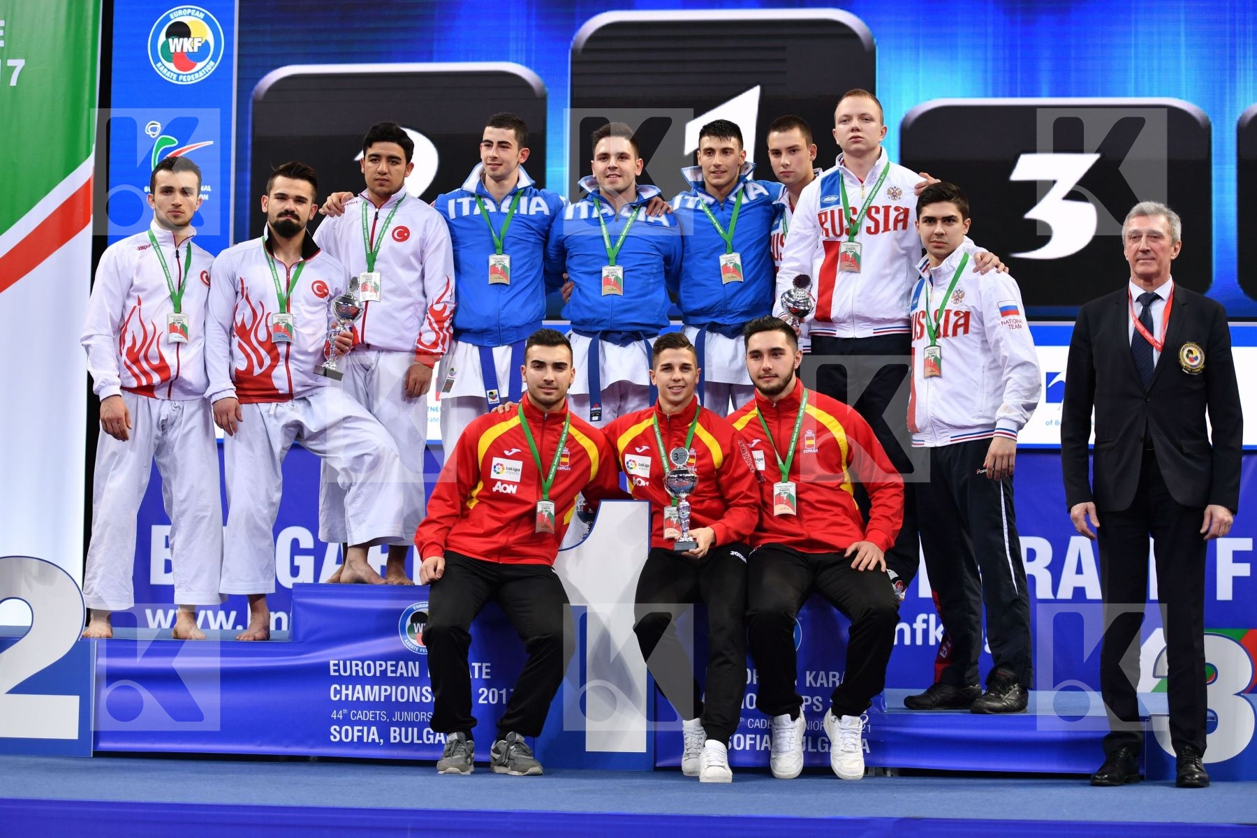Italy podium Russia Russian federation Spain Turkey U21 kata tea