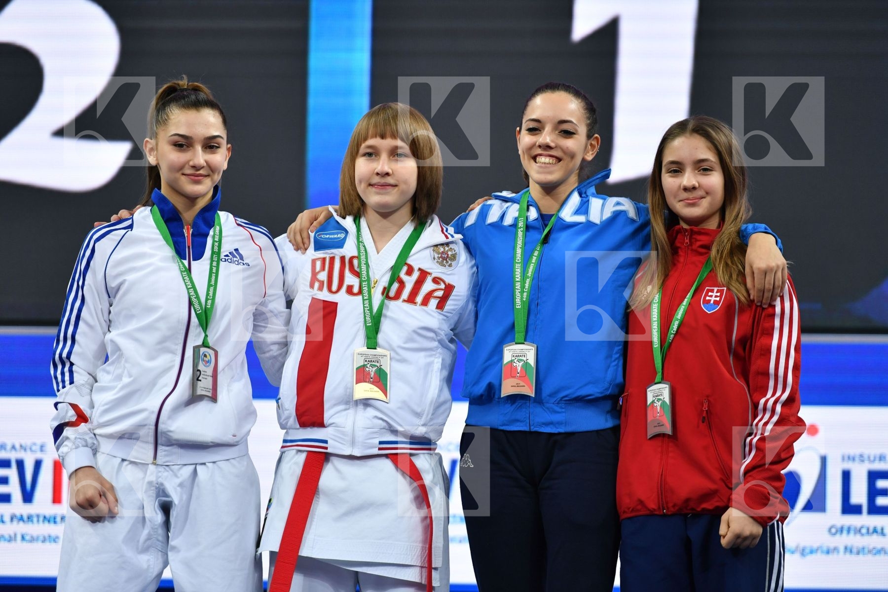 Cadet kata female France Hlavackova Nina Italy podium Pons Lea R