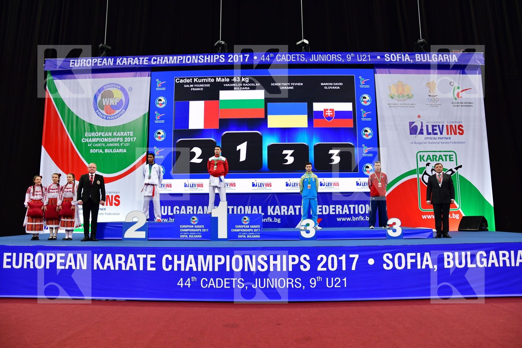 Bulgaria Cadet kumite male -63 kg France Marosi David podium Sal