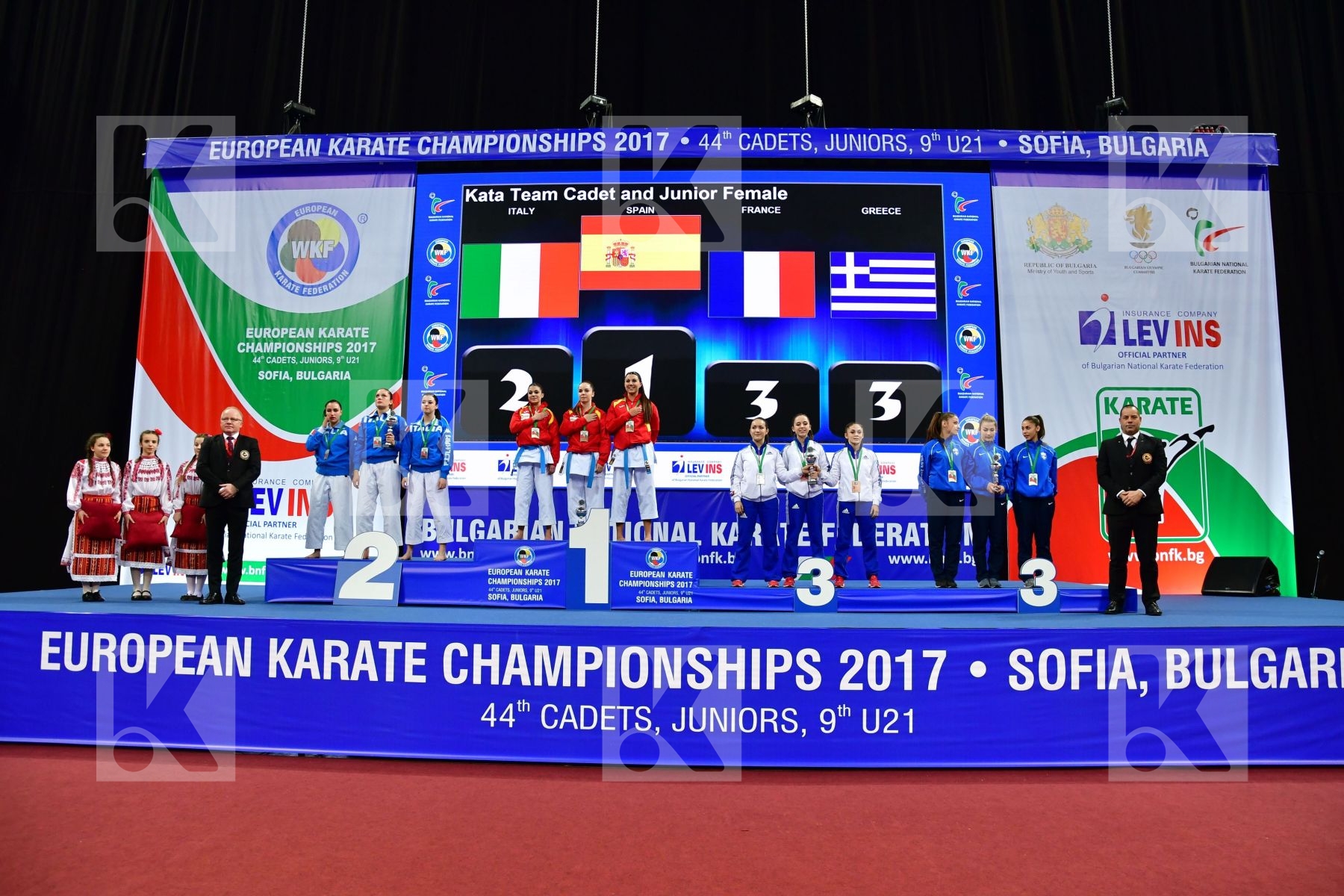 France Greece Italy Kata team cadet and junior female Spain