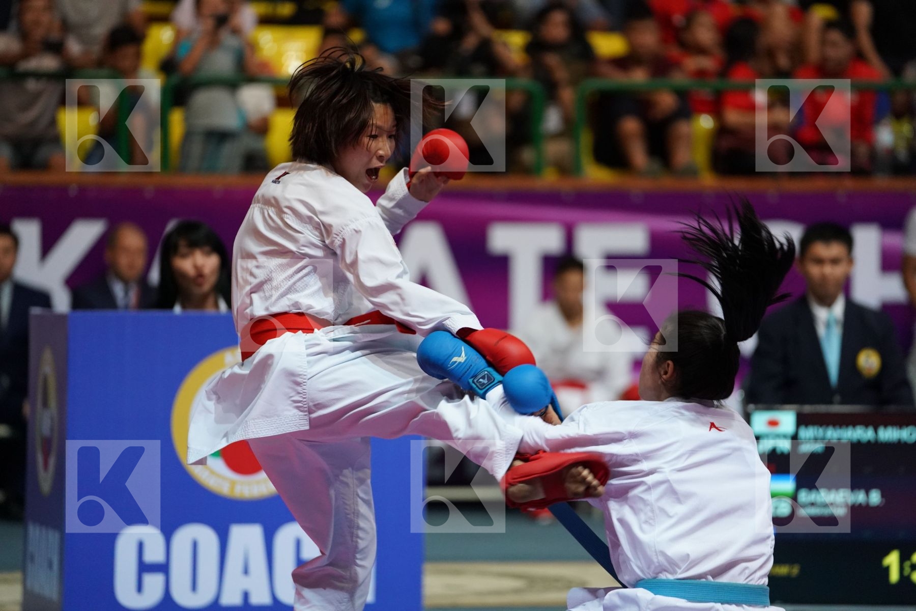 MIYAHARA MIHO (JAPAN) vs BABAEVA BAKHRINISO (UZBEKISTAN) in Senior Kumite -50 Kg - Final bout