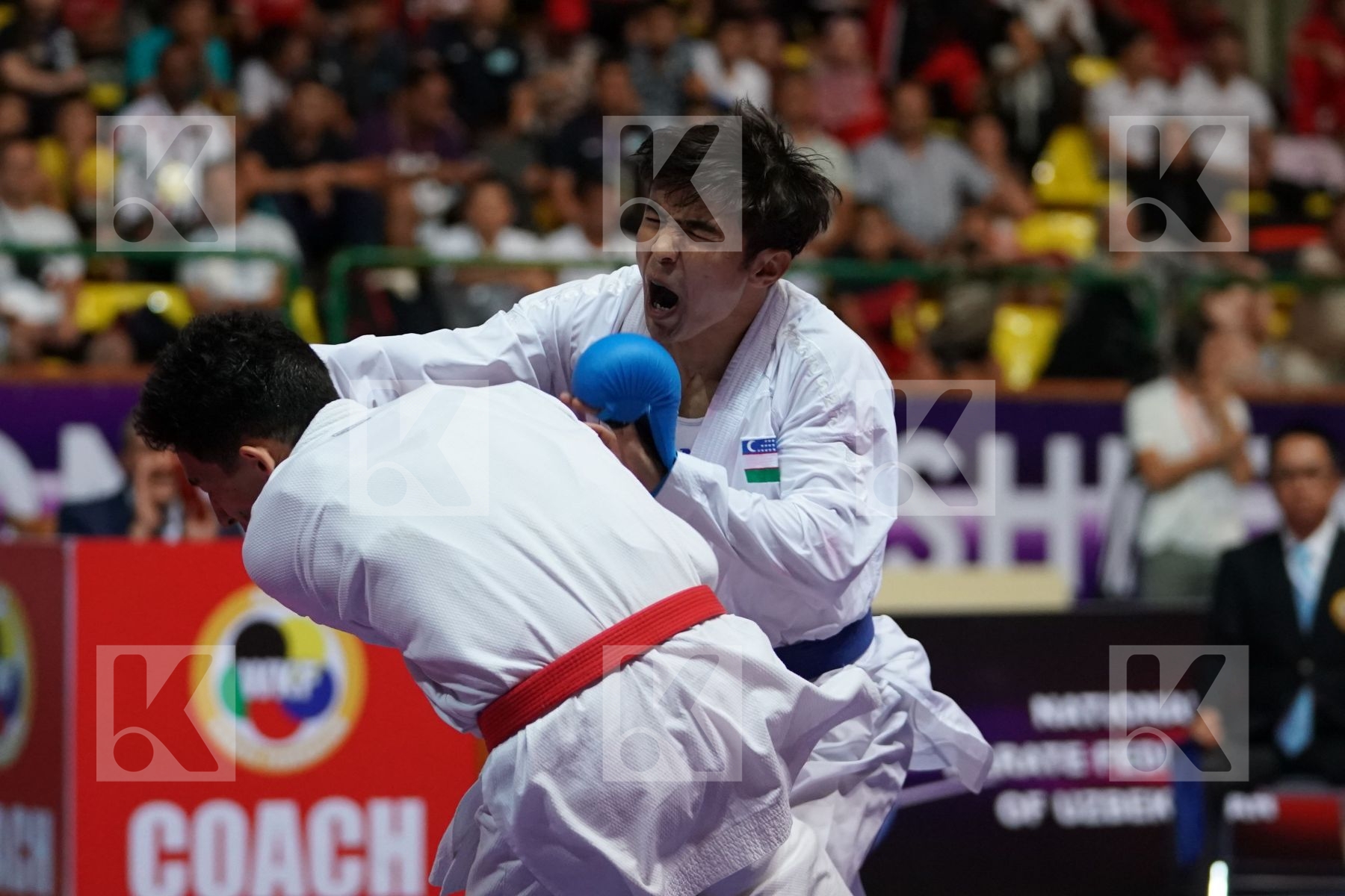 AKBAROV RAFAEL (KYRGYZSTAN) vs SAYMATOV SADRIDDIN (UZBEKISTAN) in Senior Kumite -60 Kg - Final bout