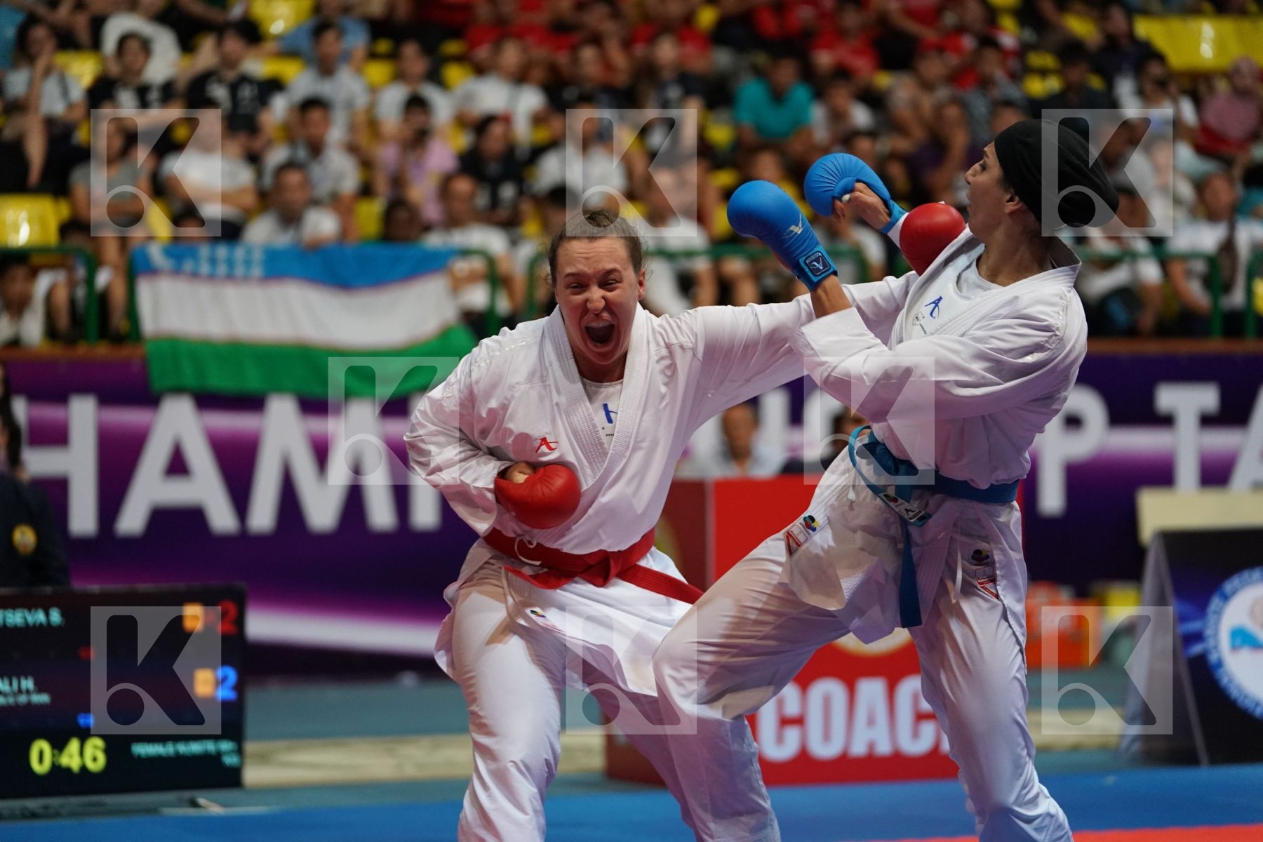 BERULTSEVA SOFYA (KAZAKHSTAN) vs ABBASALI HAMIDEH (ISLAMIC REPUBLIC OF IRAN) in Senior Kumite 68+ Kg - Final bout