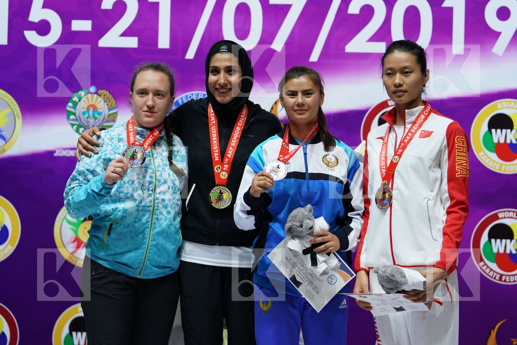 Podium of Senior Kumite 68+ Kg