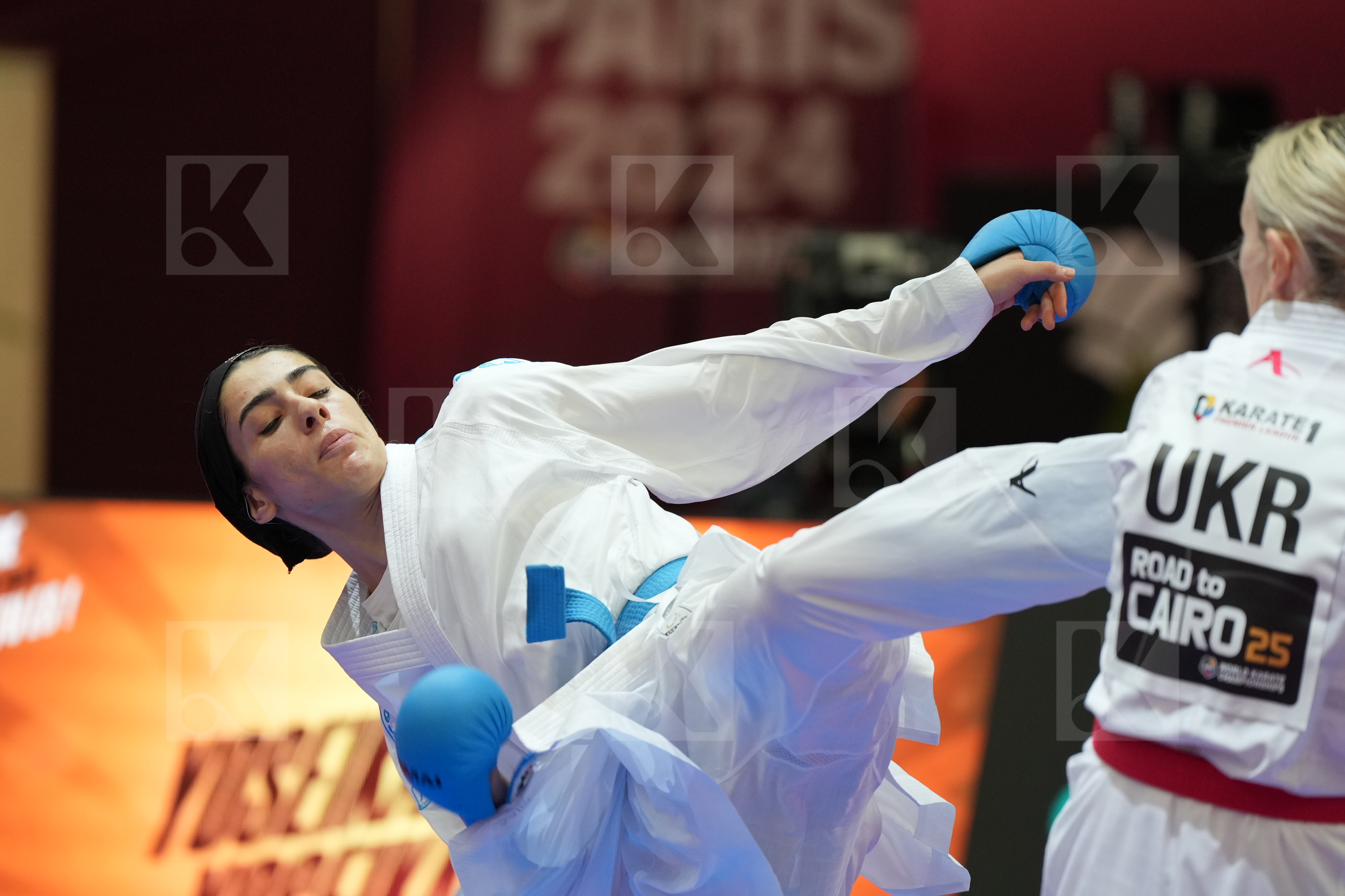 SEROGINA ANITA (UKRAINE) vs GOLSHADNEZHAD ATOUSA (IRAN) in Female Kumite -61 Kg - Final bout