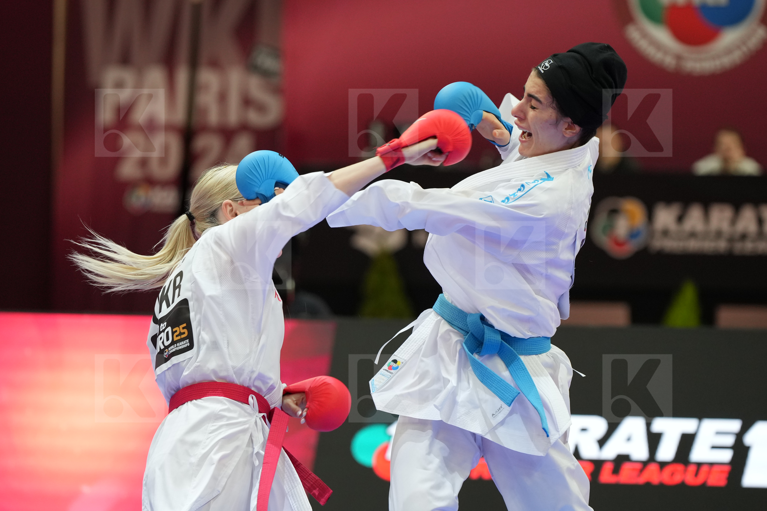 SEROGINA ANITA (UKRAINE) vs GOLSHADNEZHAD ATOUSA (IRAN) in Female Kumite -61 Kg - Final bout