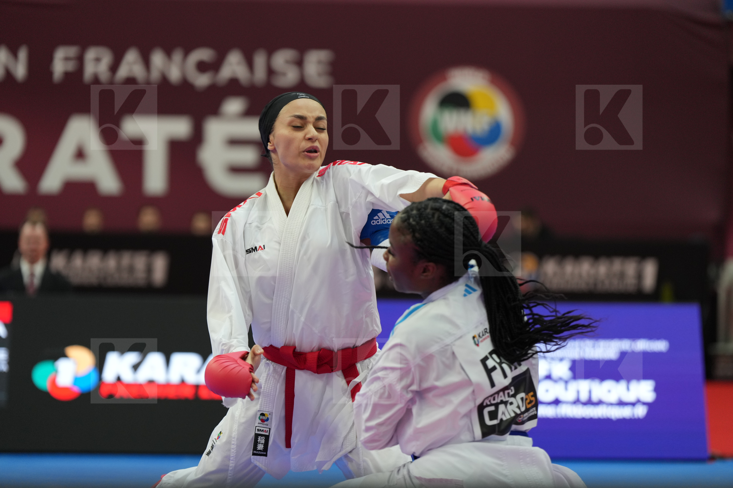 HEYDARIOZOMCHELOEI MOBINA (IRAN) vs SOMBE THALYA (FRANCE) in Female Kumite -68 Kg - Final bout
