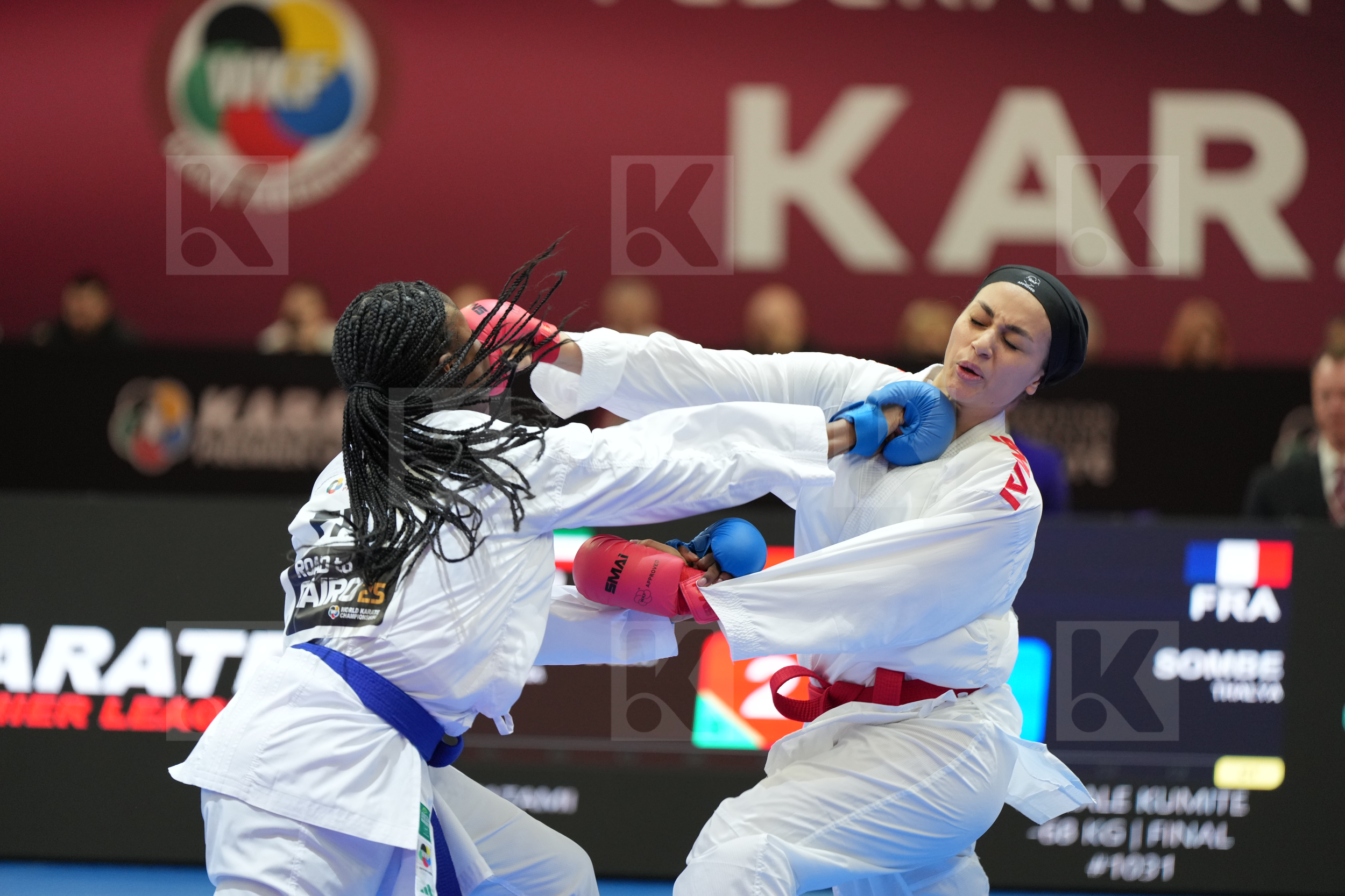 HEYDARIOZOMCHELOEI MOBINA (IRAN) vs SOMBE THALYA (FRANCE) in Female Kumite -68 Kg - Final bout