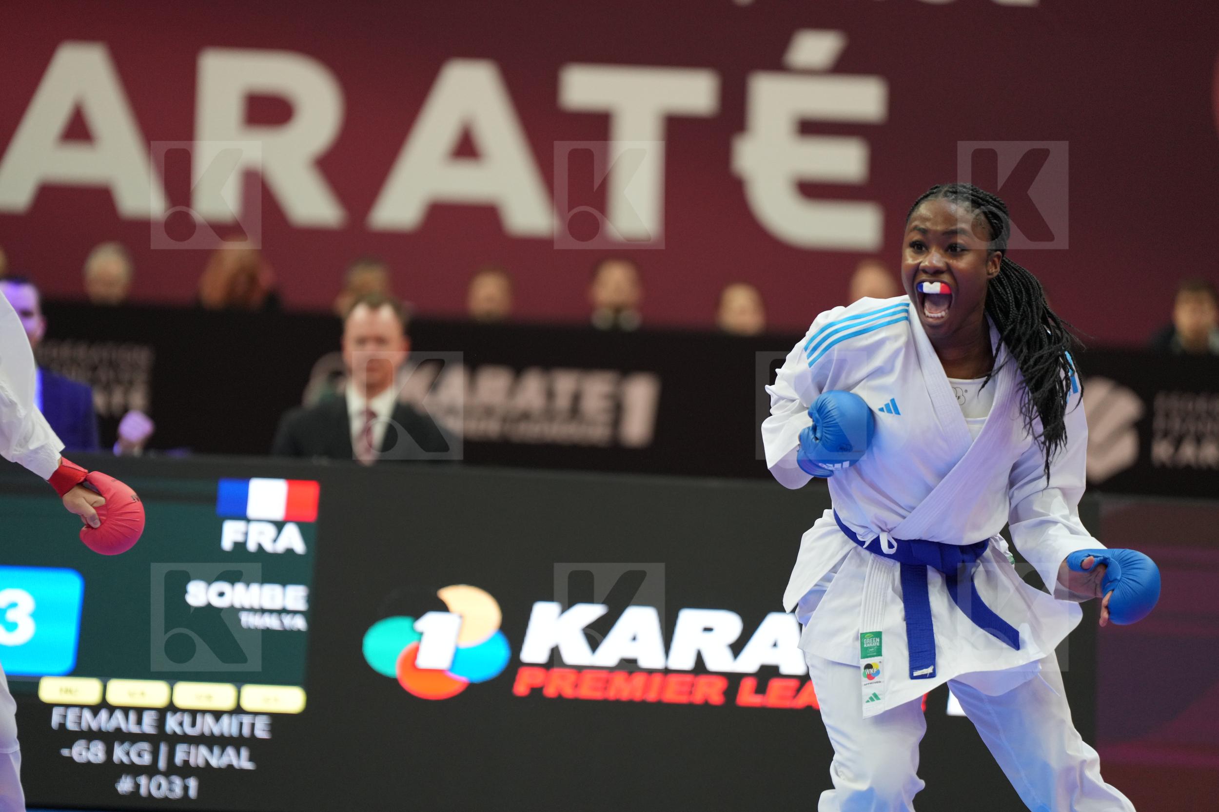 HEYDARIOZOMCHELOEI MOBINA (IRAN) vs SOMBE THALYA (FRANCE) in Female Kumite -68 Kg - Final bout