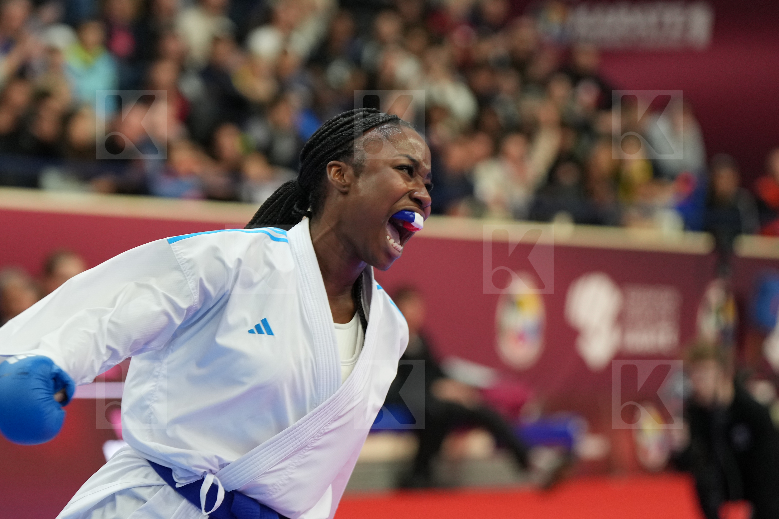 HEYDARIOZOMCHELOEI MOBINA (IRAN) vs SOMBE THALYA (FRANCE) in Female Kumite -68 Kg - Final bout