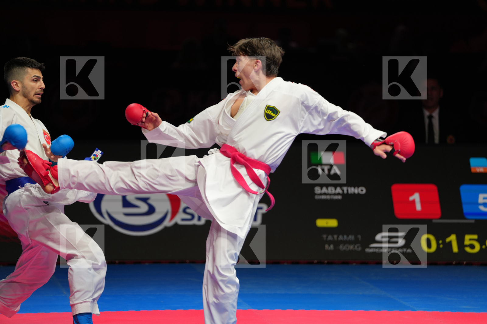 SABATINO CHRISTIAN (ITALY) vs SAMDAN ERAY (TURKIYE) in Male Kumite -60 Kg - Bronze Bout