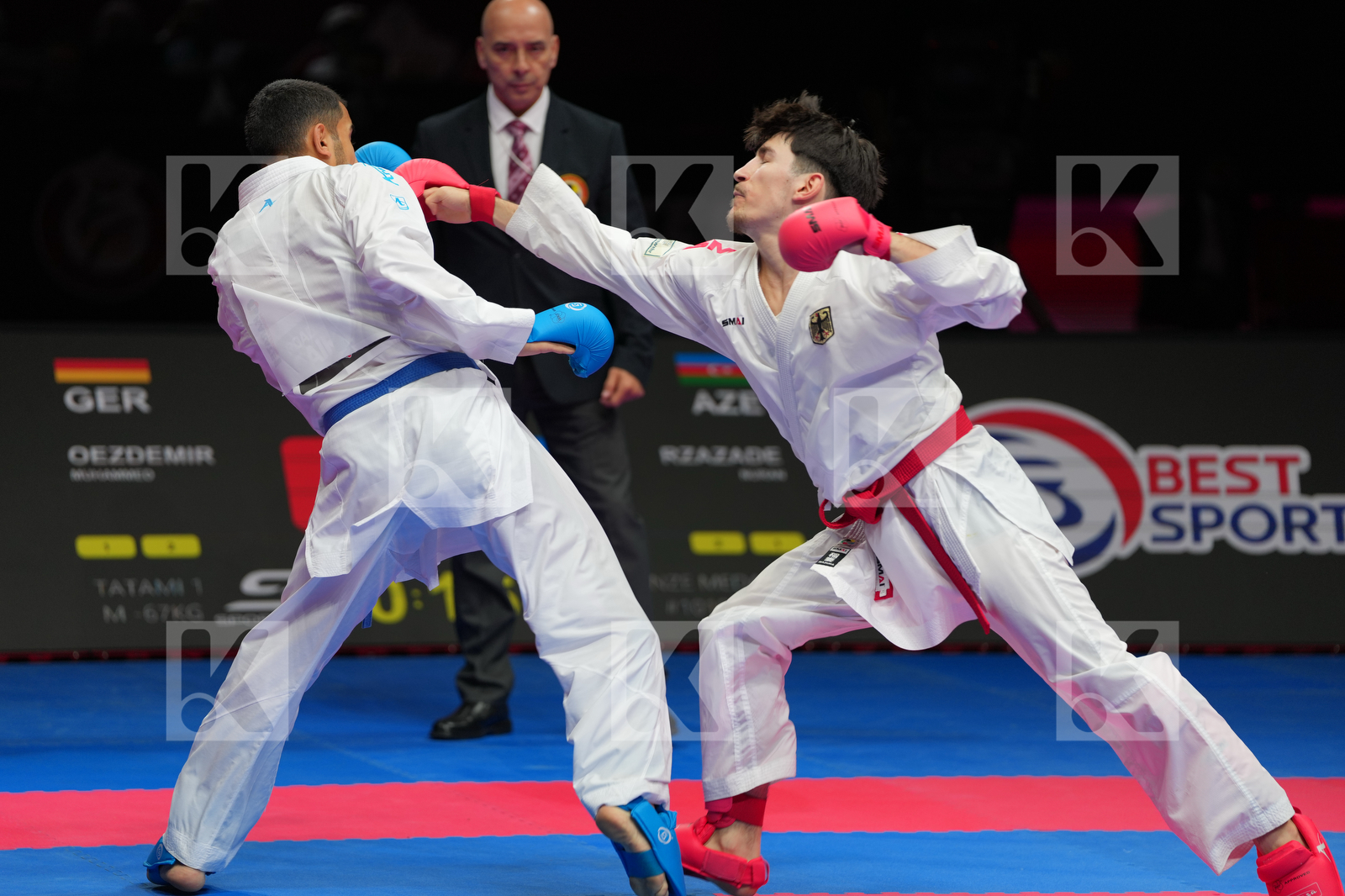 OEZDEMIR MUHAMMED (GERMANY) vs RZAZADE NURAN (AZERBAIJAN) in Male Kumite -67 Kg - Bronze Bout
