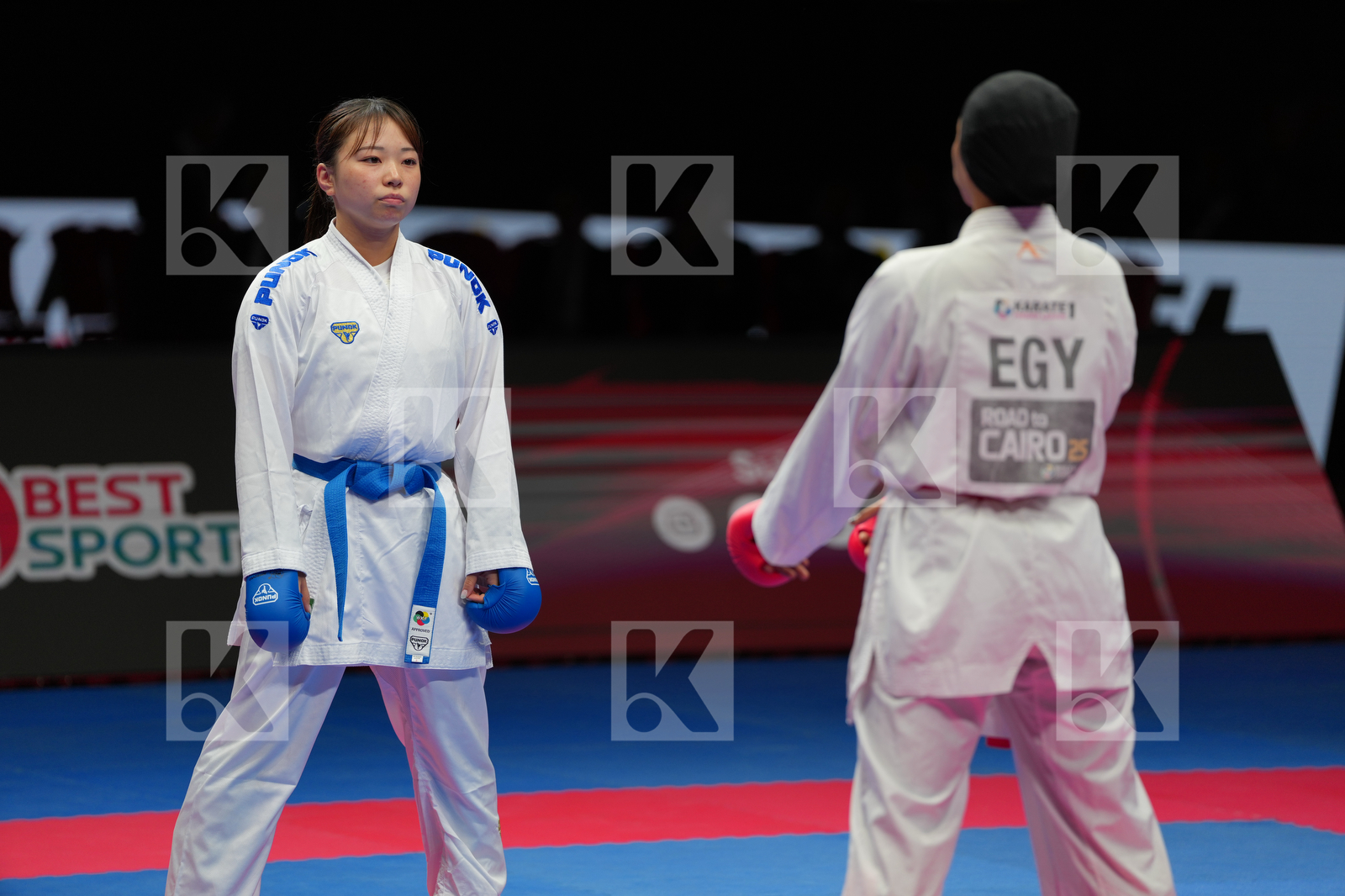 YOUSSEF AHLAM (EGYPT) vs MUKAI RUAN (JAPAN) in Female Kumite -55 Kg - Bronze Bout