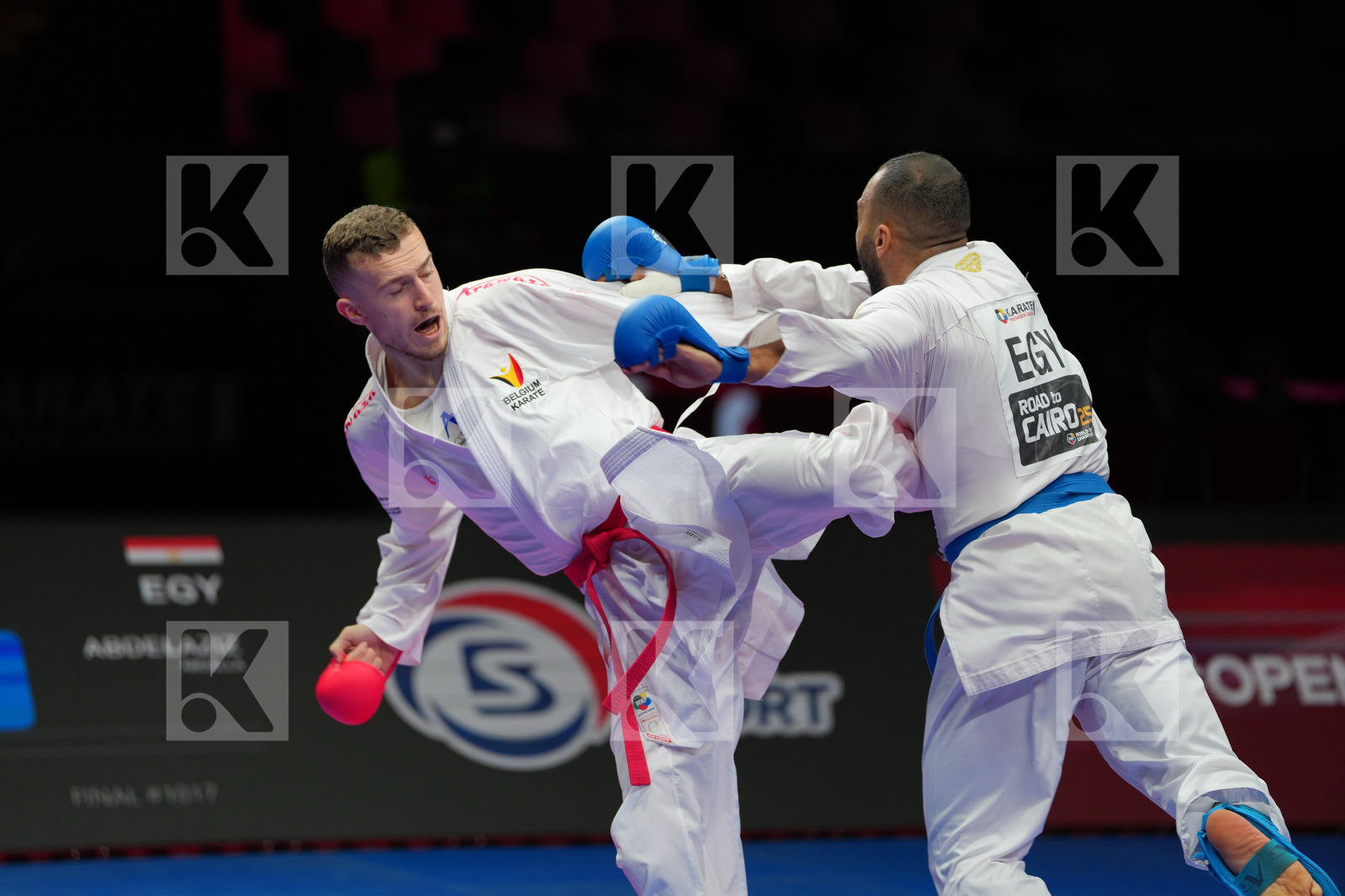 MAHAUDEN QUENTIN (BELGIUM) vs ABDELAZIZ ABDALLA (EGYPT) in Male Kumite -75 Kg - Final Bout