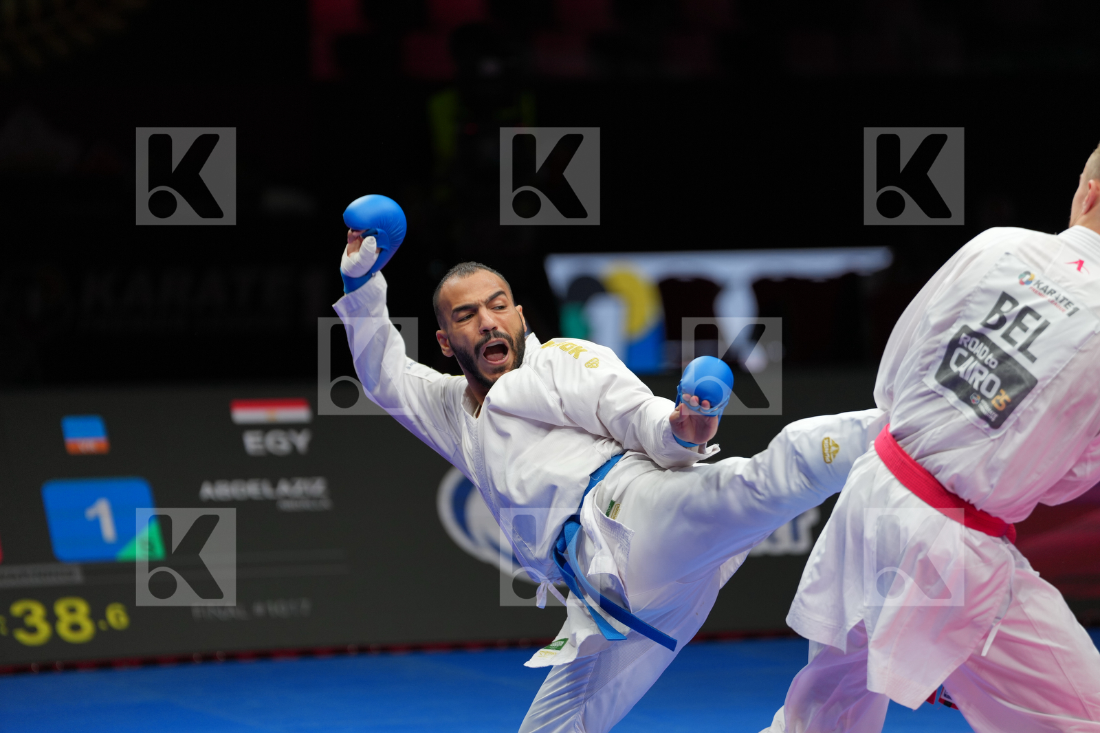 MAHAUDEN QUENTIN (BELGIUM) vs ABDELAZIZ ABDALLA (EGYPT) in Male Kumite -75 Kg - Final Bout